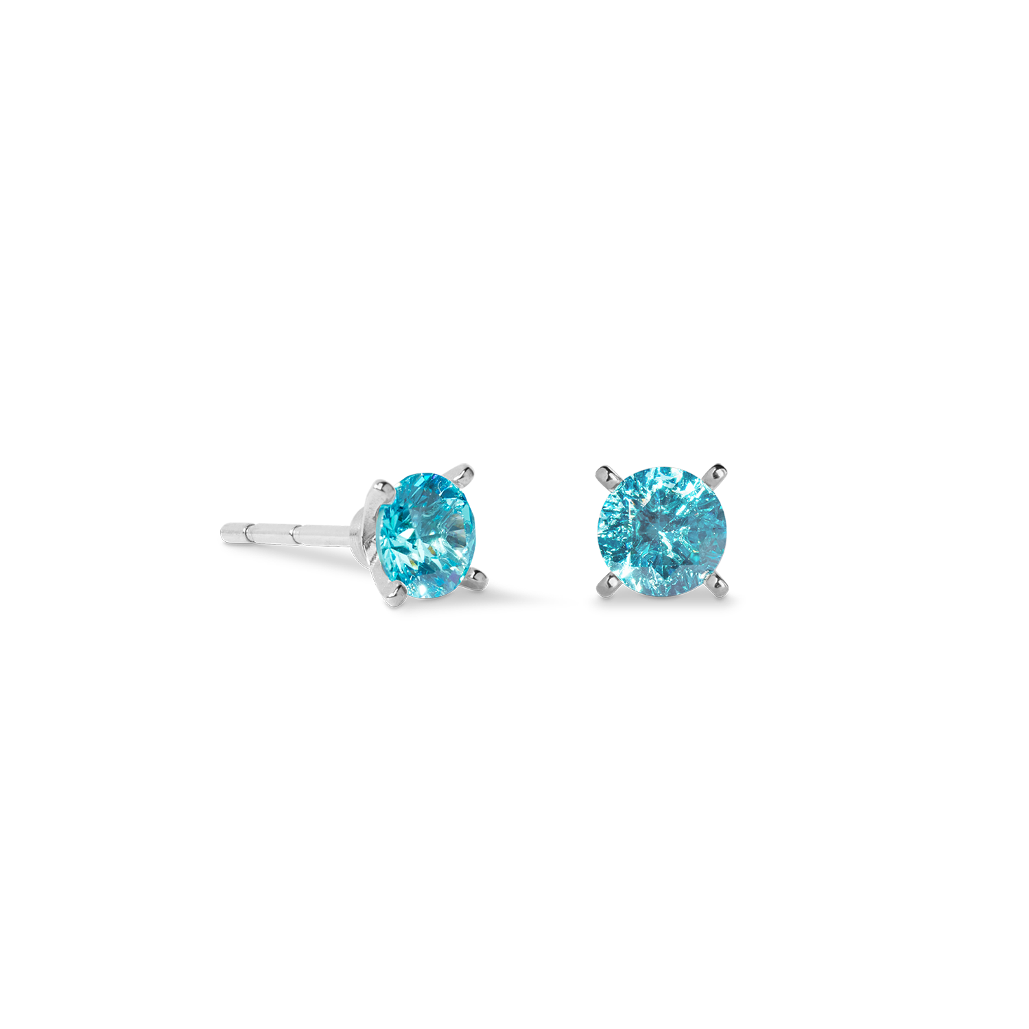 Stud earrings Glam Dot 5 mm silver-aqua