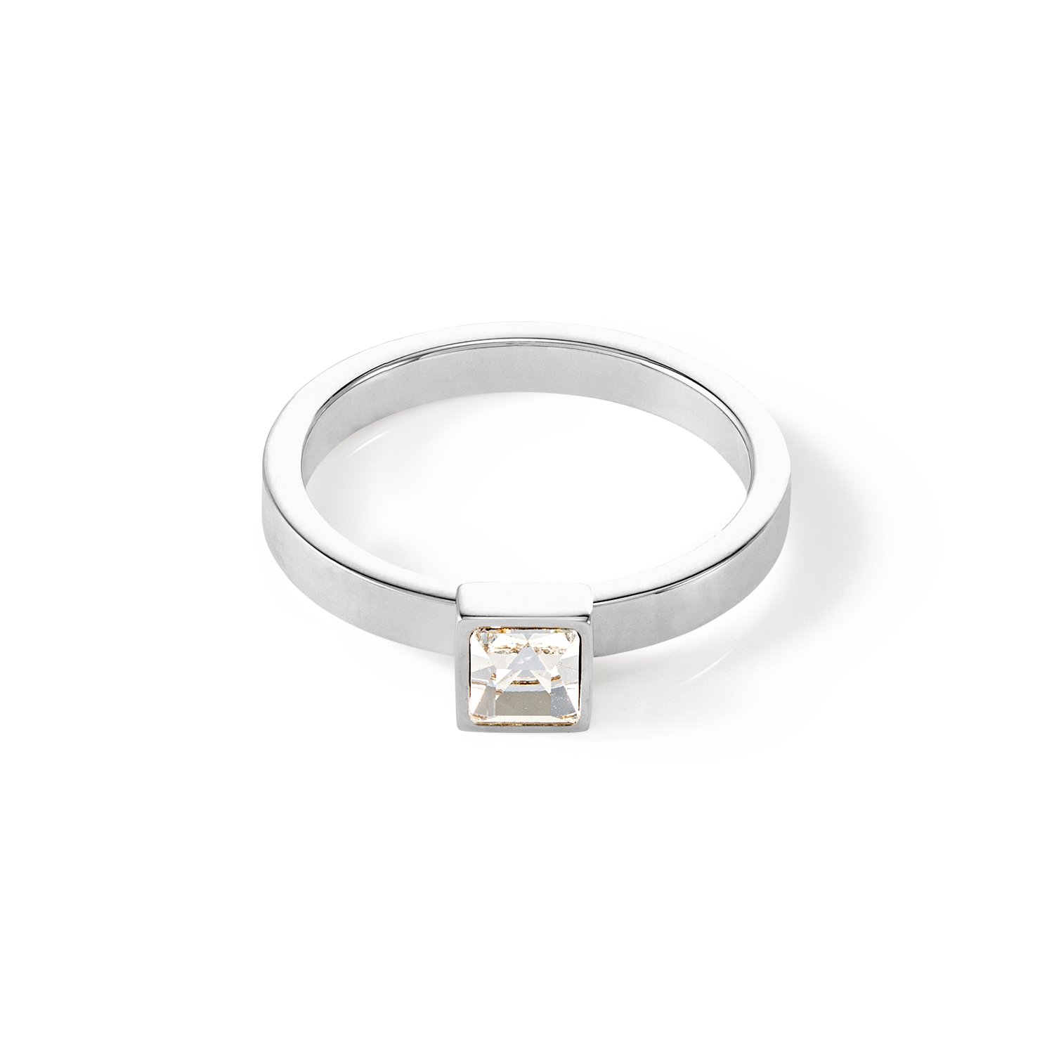 Brilliant Square small ring silver crystal