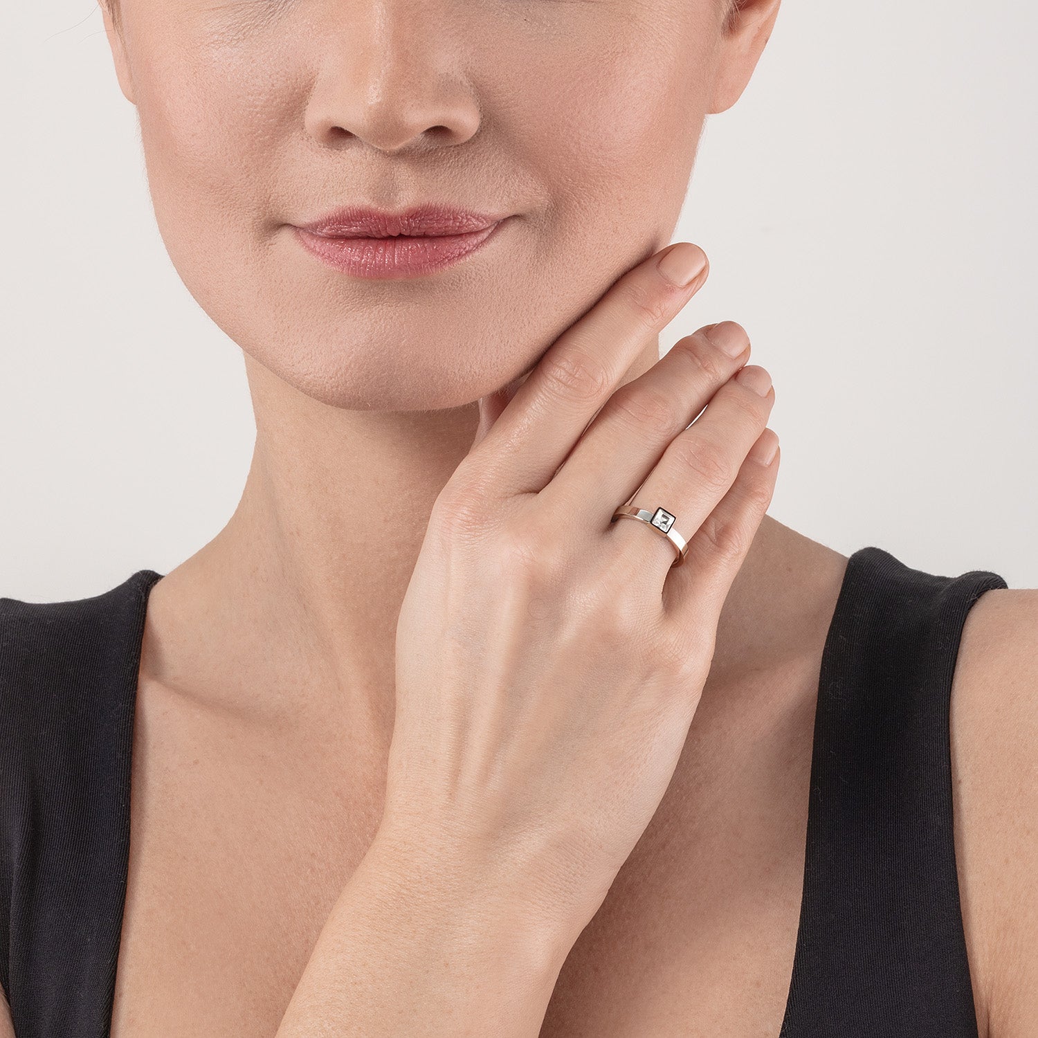 Brilliant Square small ring silver crystal