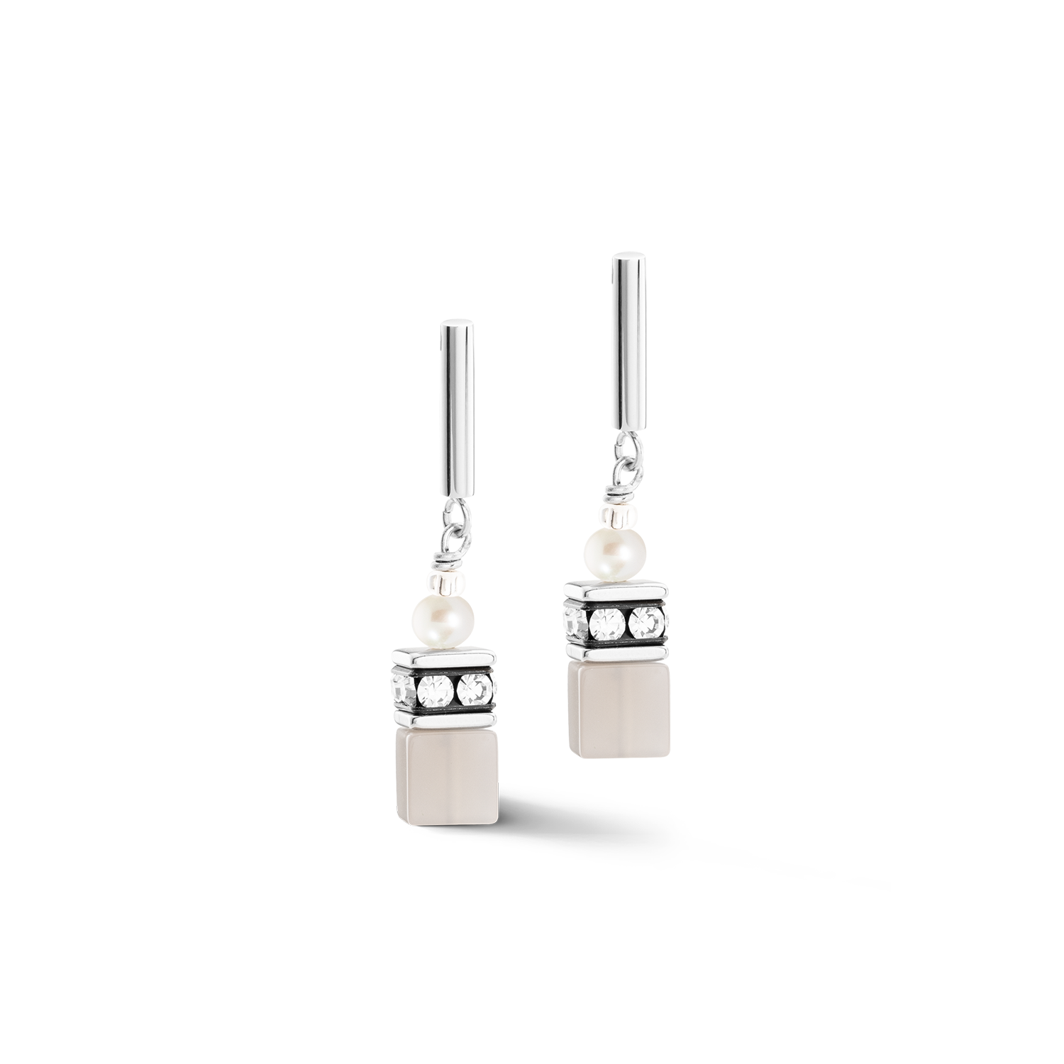 Earrings GeoCUBE® Fusion Precious Pearl Mix silver-grey