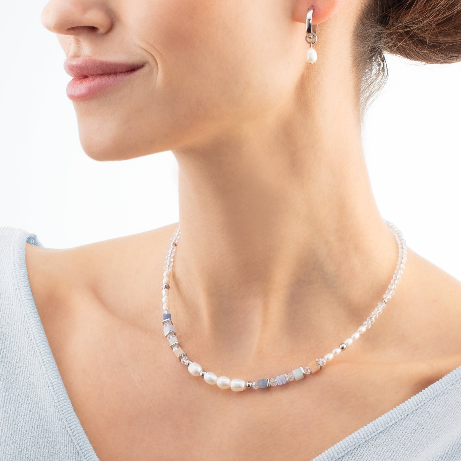 Hoop Cosmic Pearls soft silver