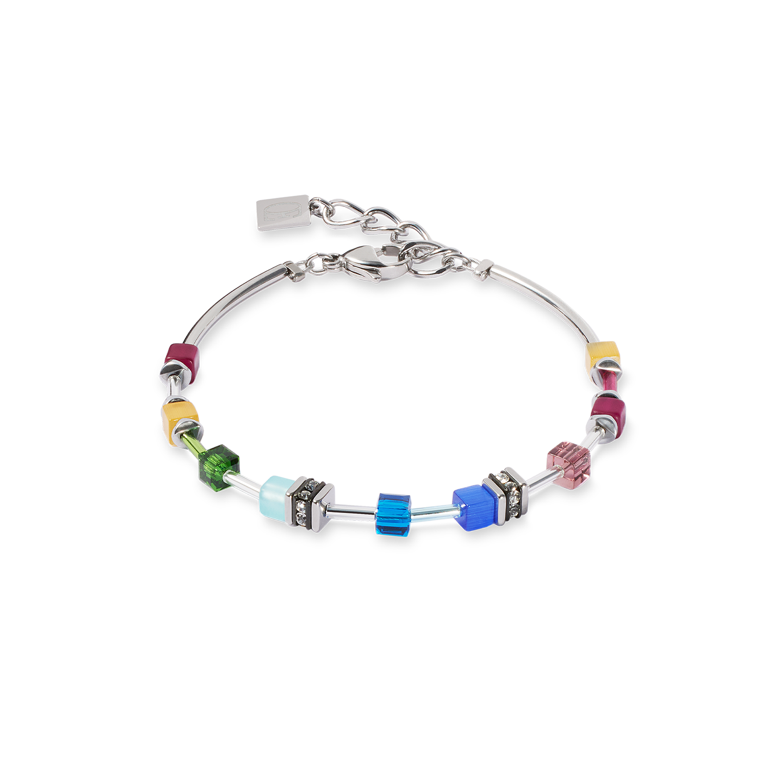 GeoCUBE® Lite Mini Bracelet Rainbow silver