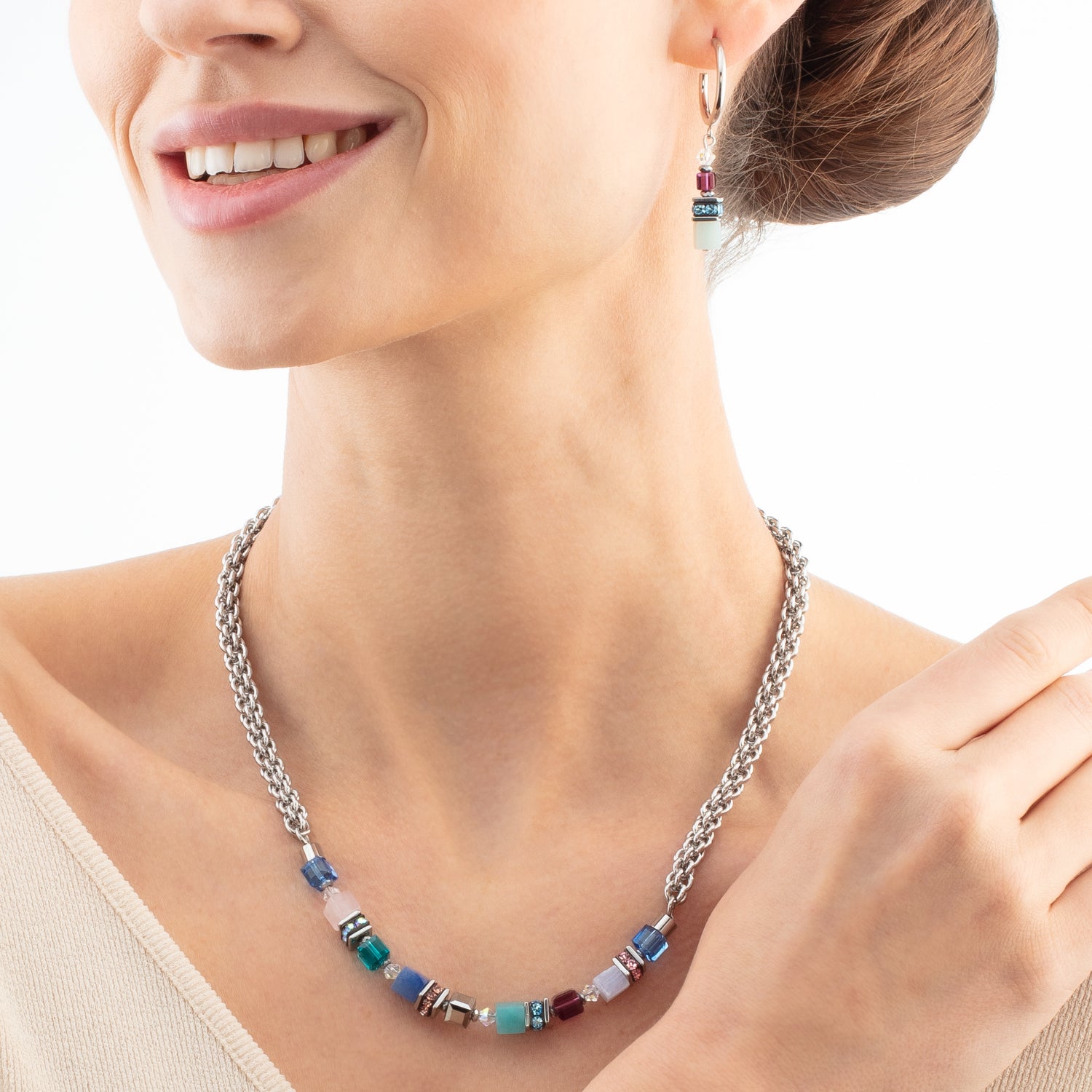 GeoCUBE® Fusion Summer hoop earrings silver-couture