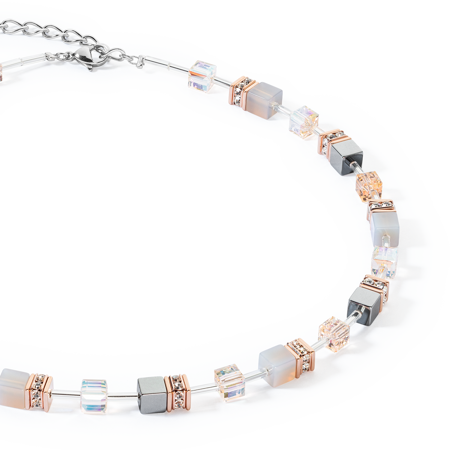GeoCUBE® Iconic Precious necklace rose gold-peach