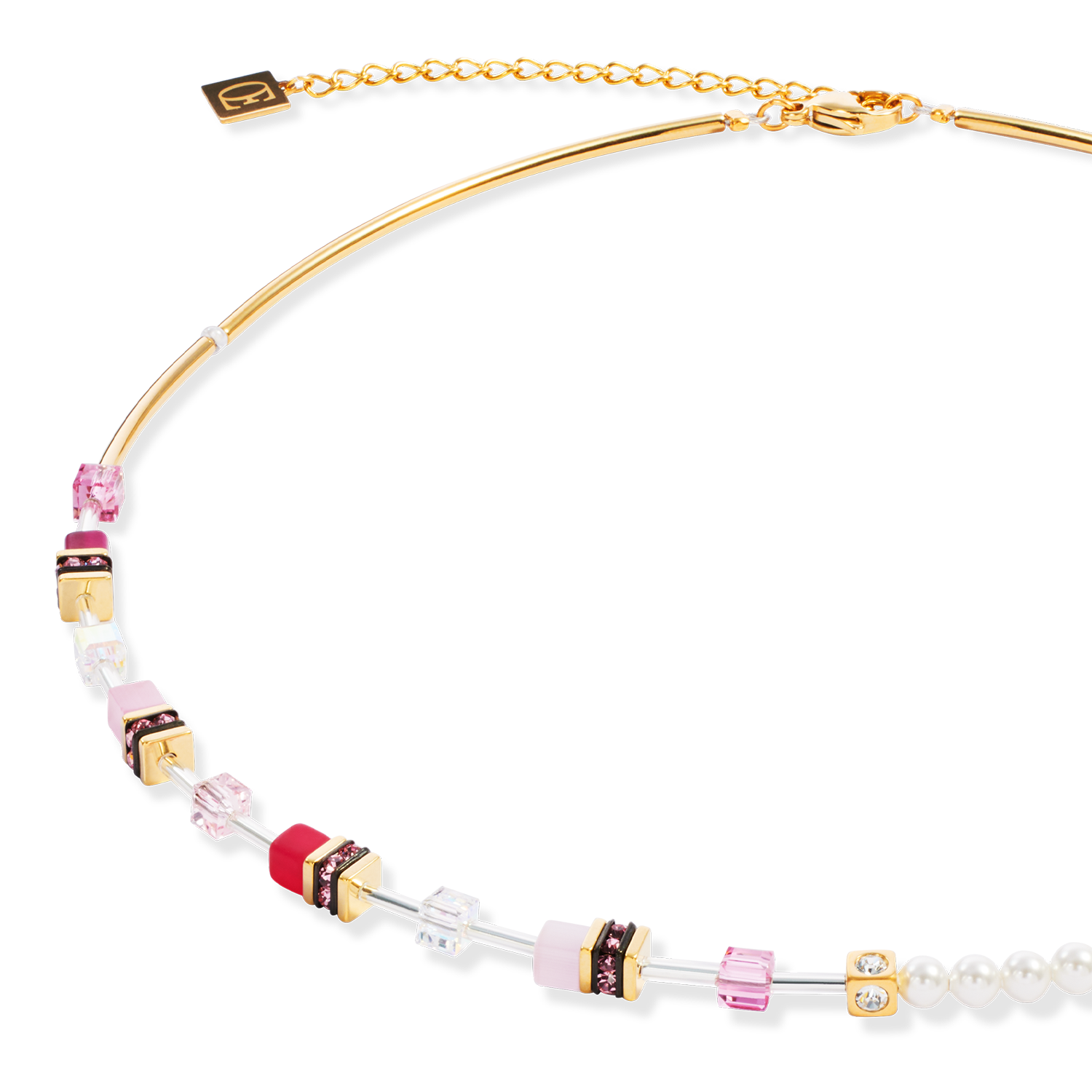 GeoCUBE® Mini Fusion Pearls Necklace gold-rose