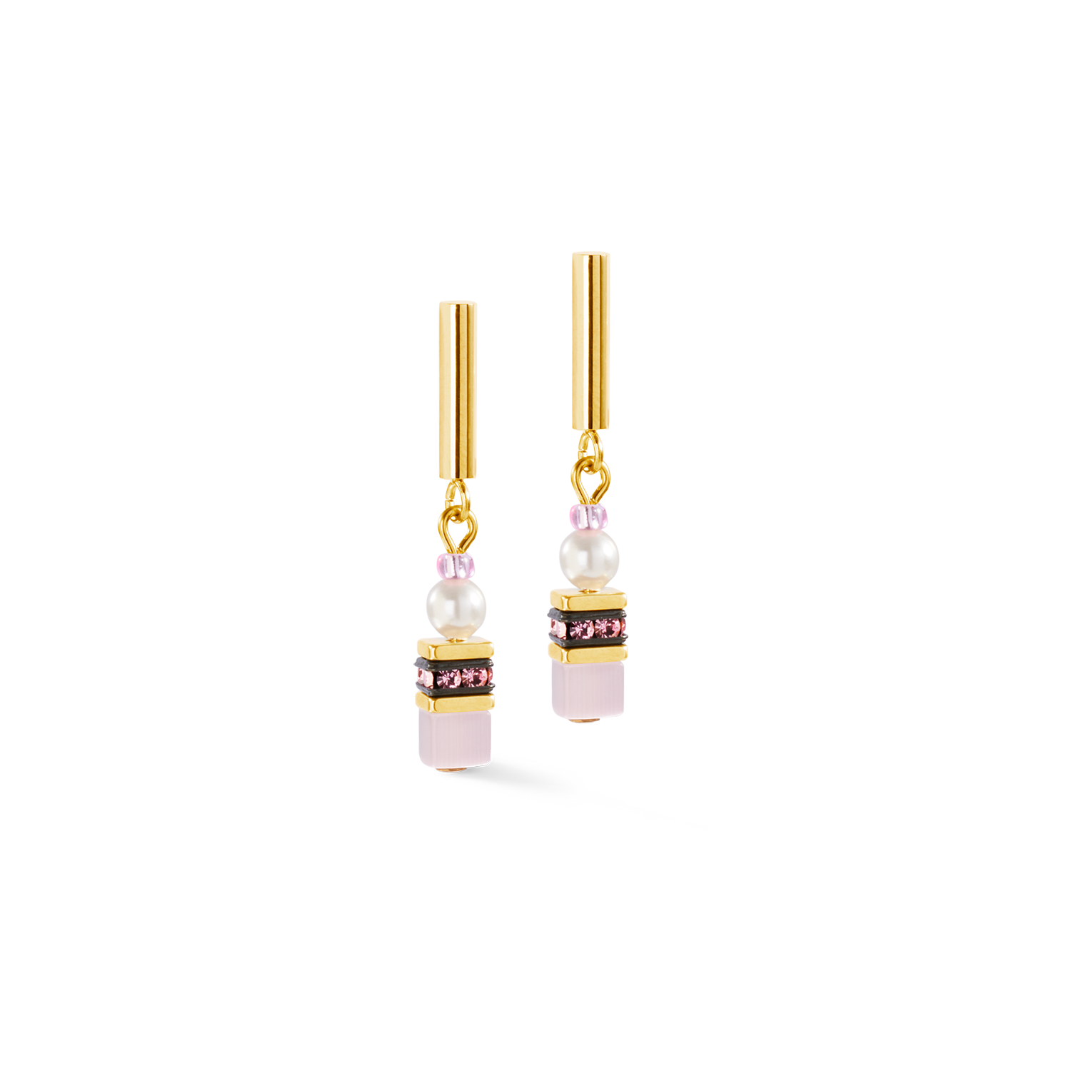 GeoCUBE® Mini Fusion Pearls Earrings gold-rose
