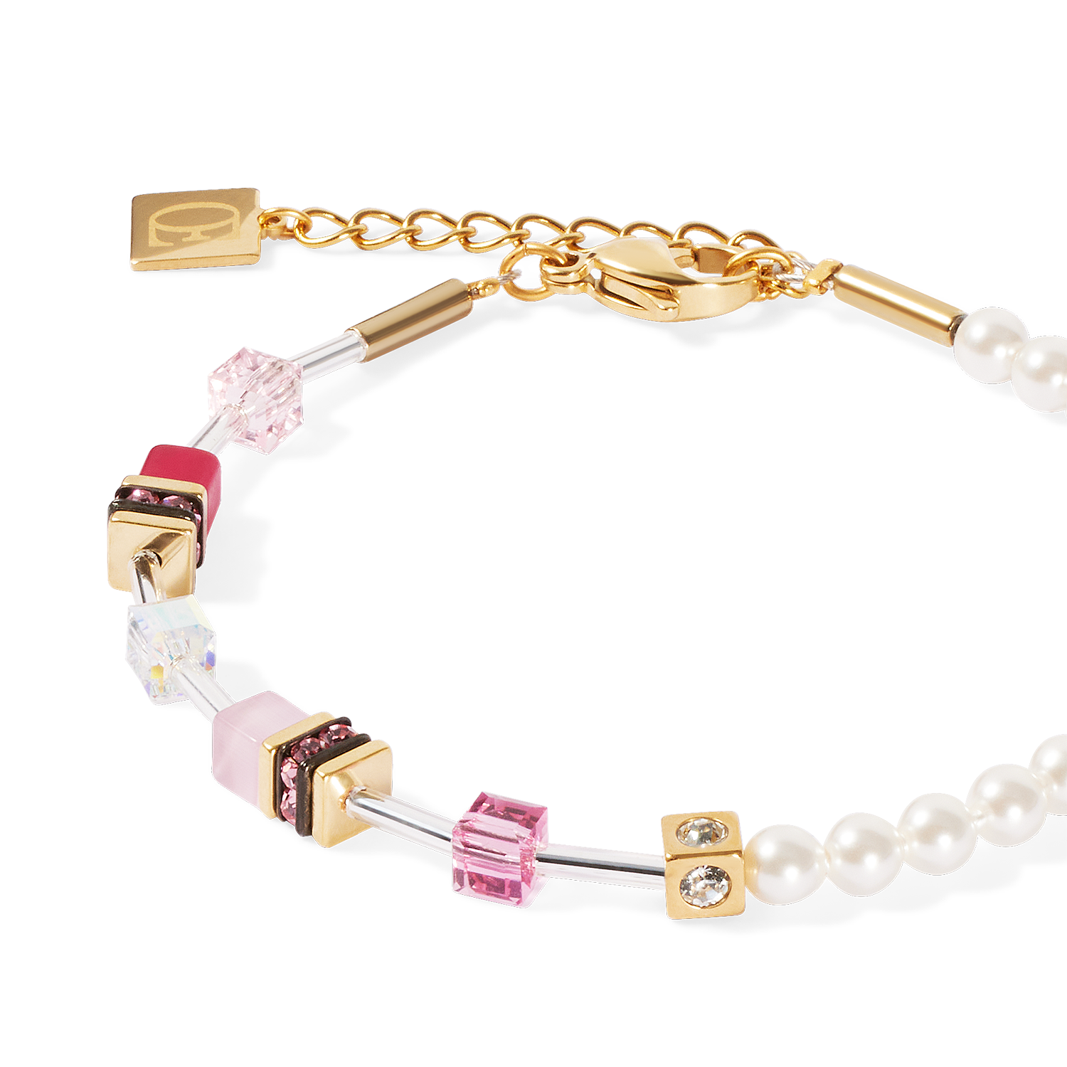 GeoCUBE® Mini Fusion Pearls Bracelet gold-rose