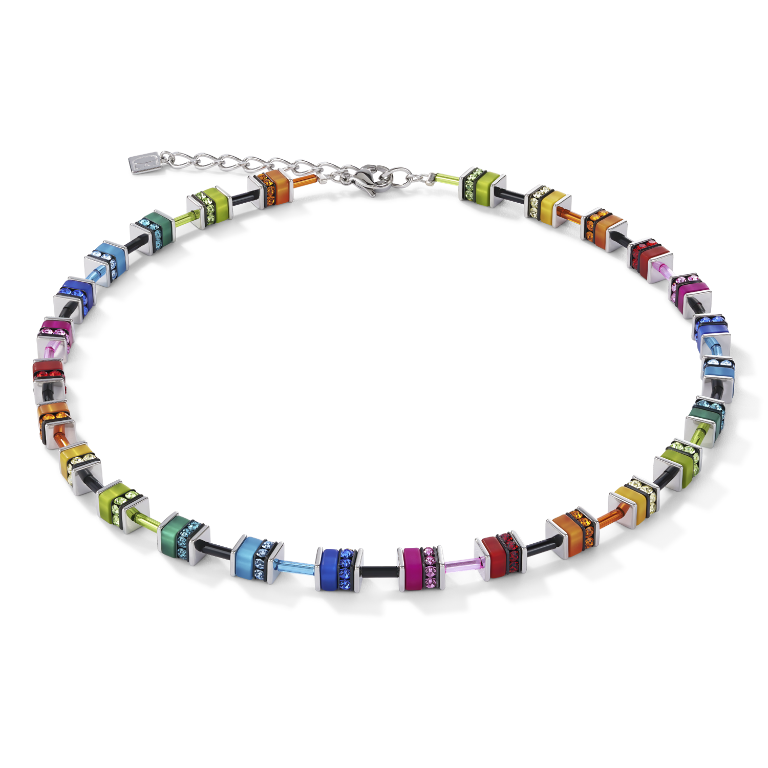 GeoCUBE® Necklace classic polaris & rhinestone multicolour