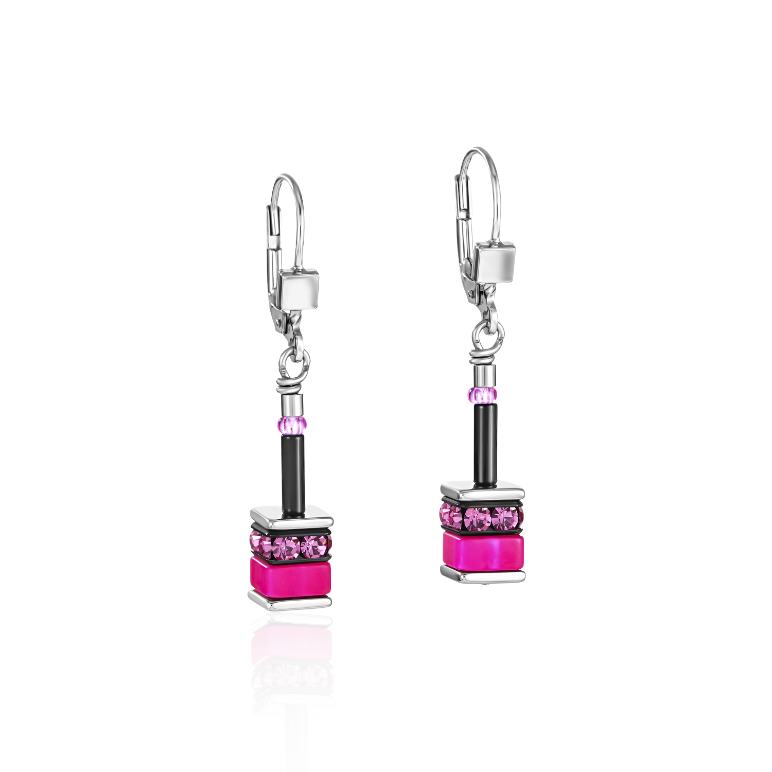 GeoCUBE® Earrings classic polaris & rhinestone multicolour
