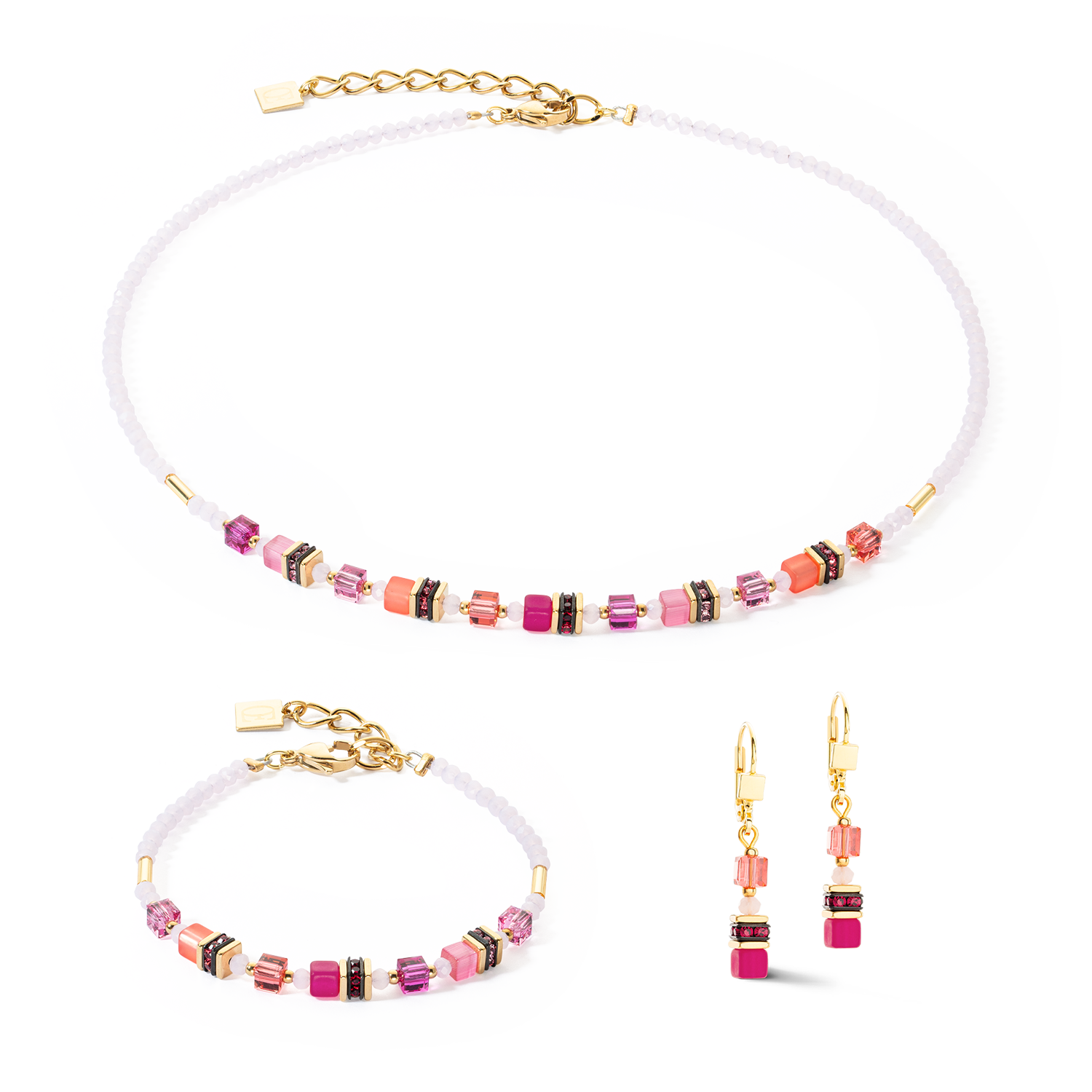 Earrings Mini Cubes Magenta