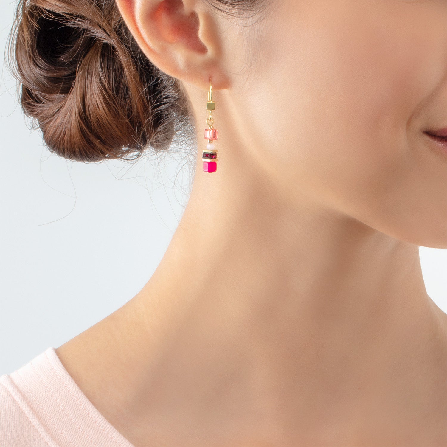 Earrings Mini Cubes Magenta
