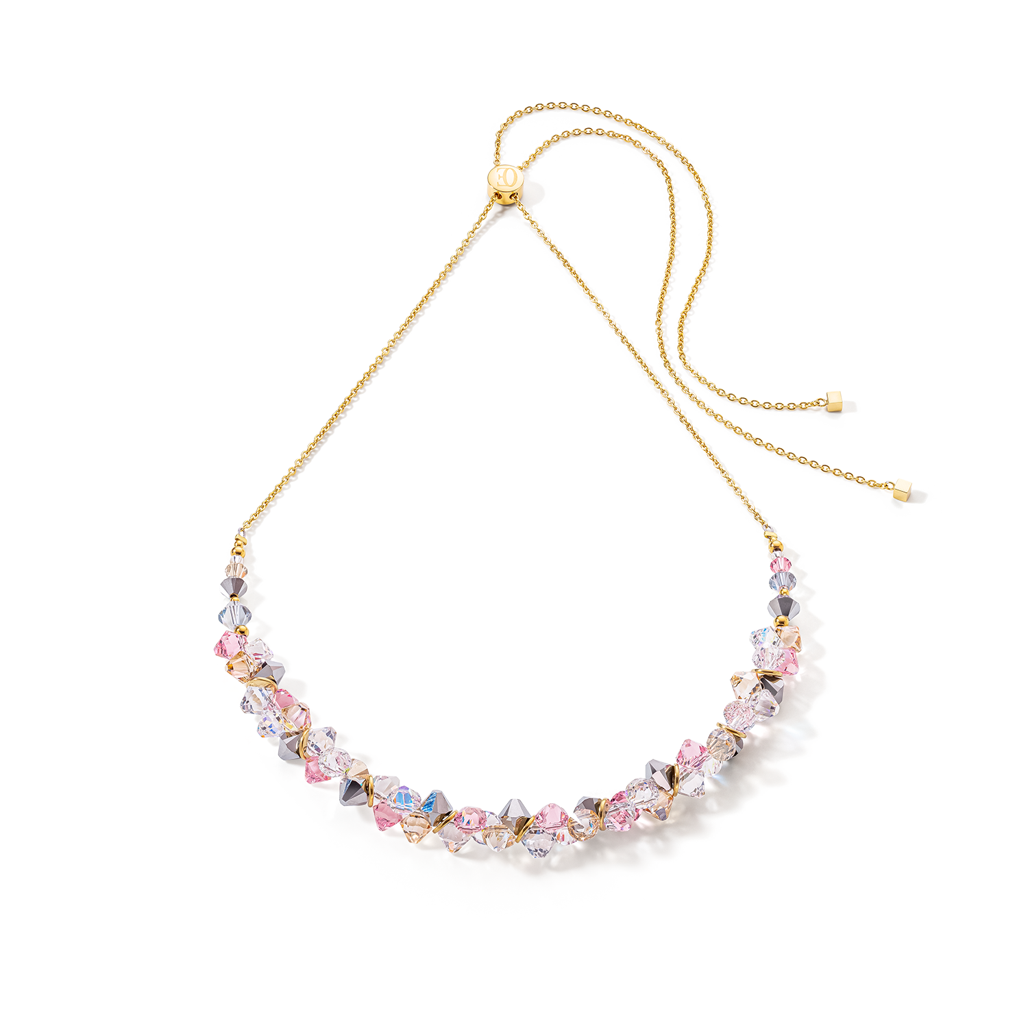 Dancing Crystals necklace gold light rose