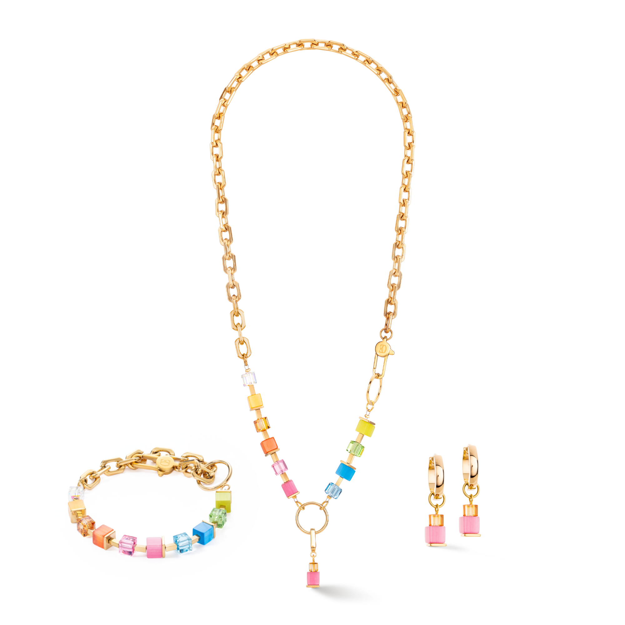 Necklace Cube Fusion Charm gold-rainbow