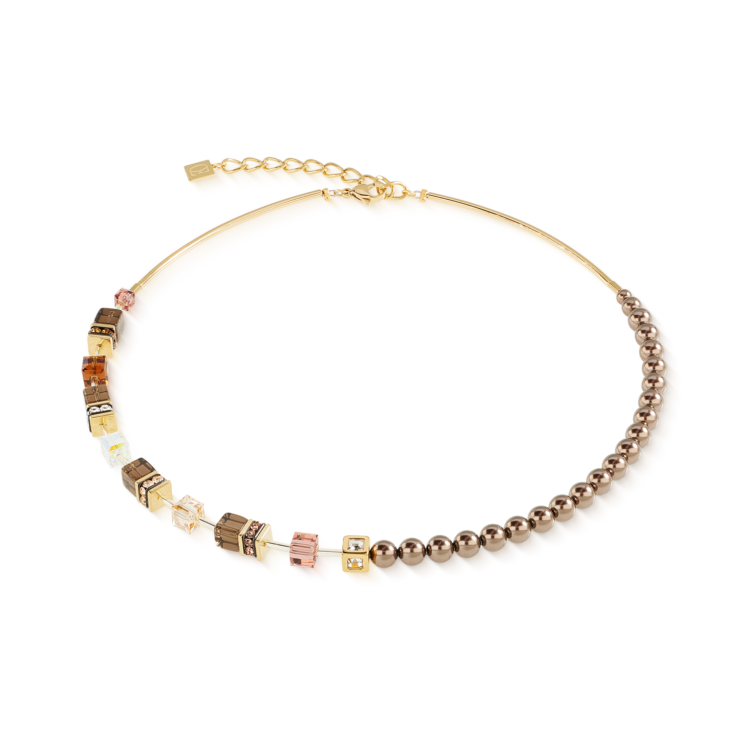 GeoCUBE® Precious Fusion Pearls Necklace Mocha Mousse