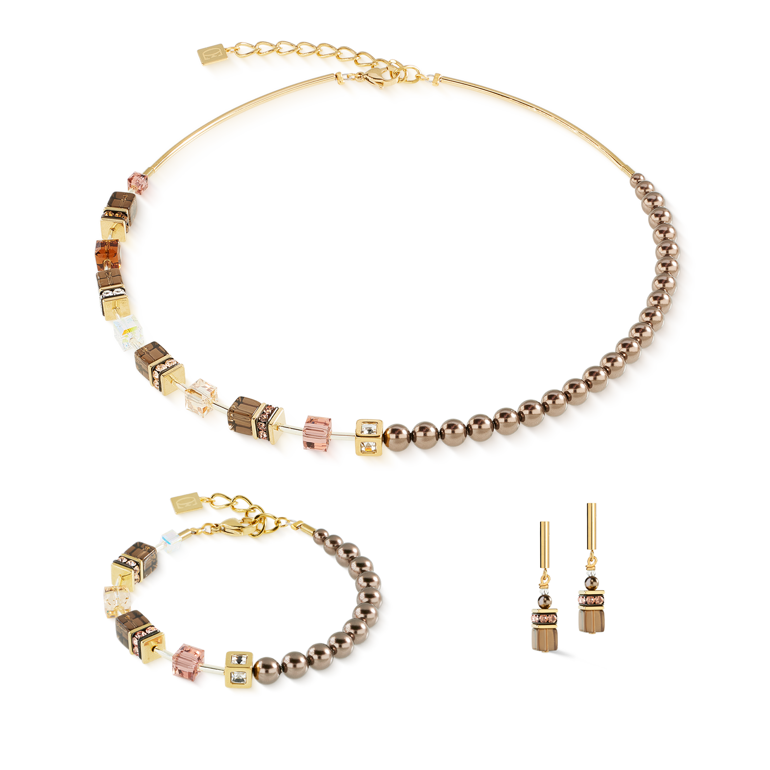 GeoCUBE® Precious Fusion Pearls Necklace Mocha Mousse