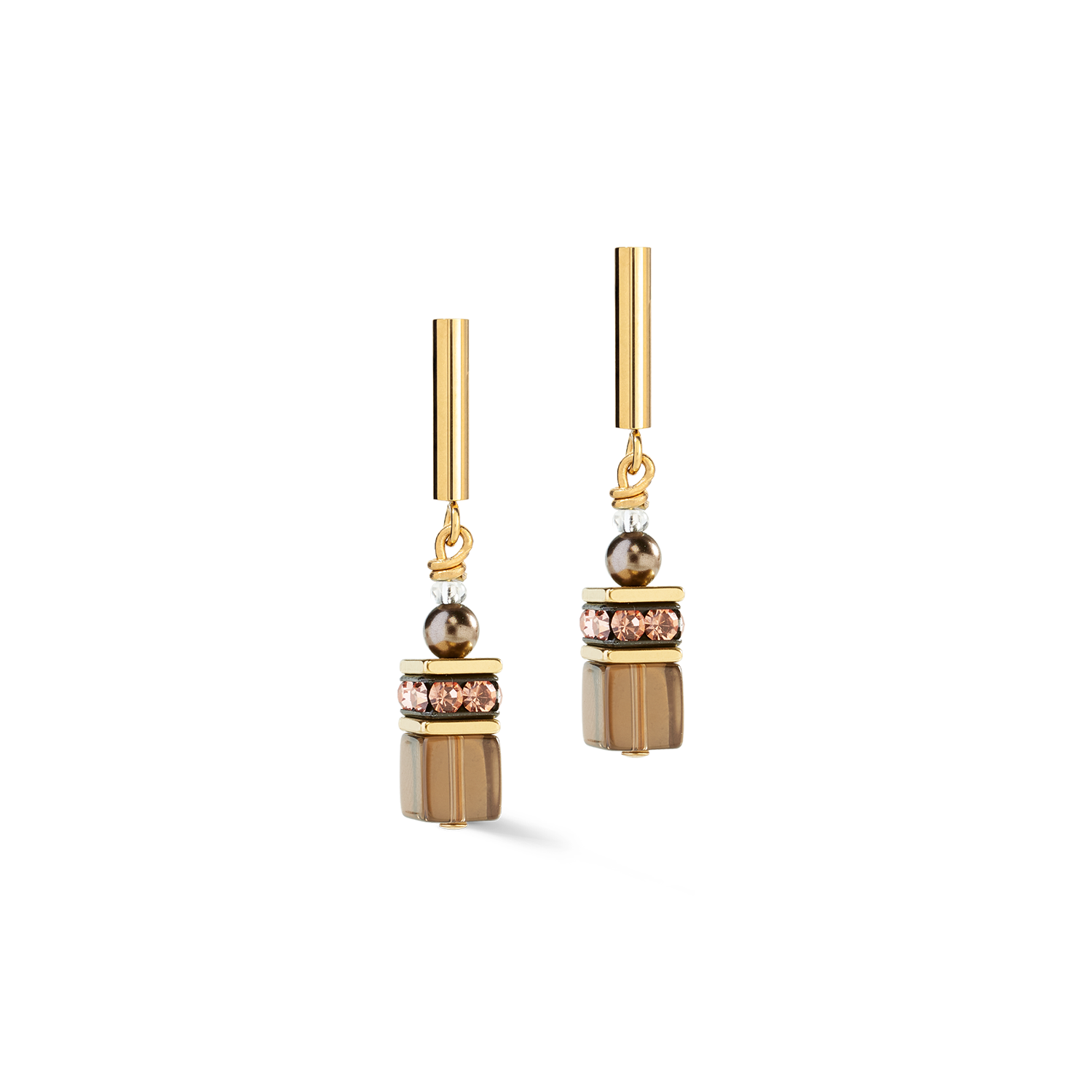 GeoCUBE® Precious Fusion Pearls Earrings Mocha Mousse