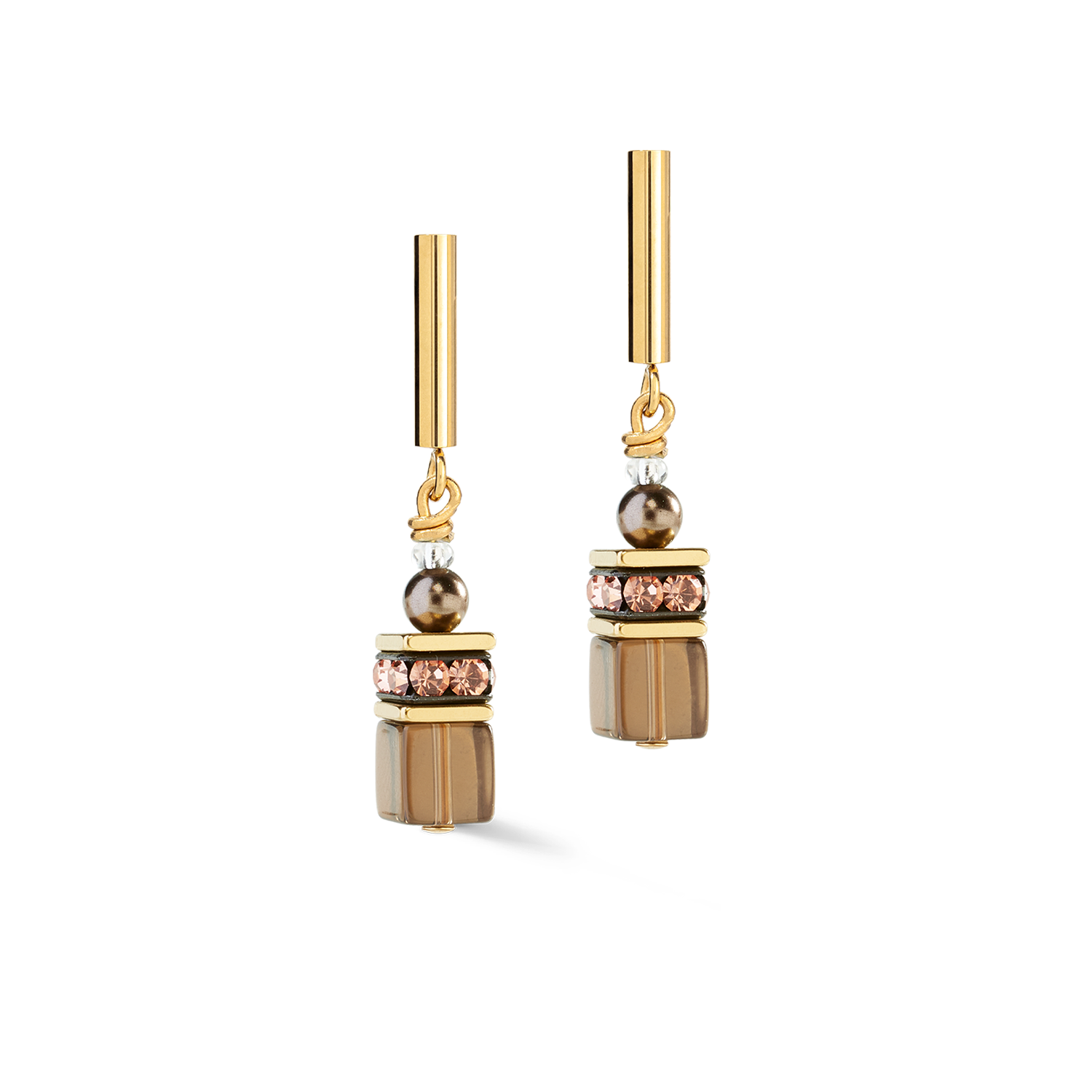 GeoCUBE® Precious Fusion Pearls Earrings Mocha Mousse