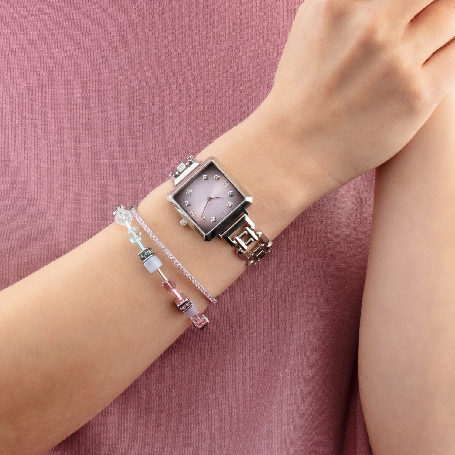 Iconic Cube Statement Watch Orchid Ice silver