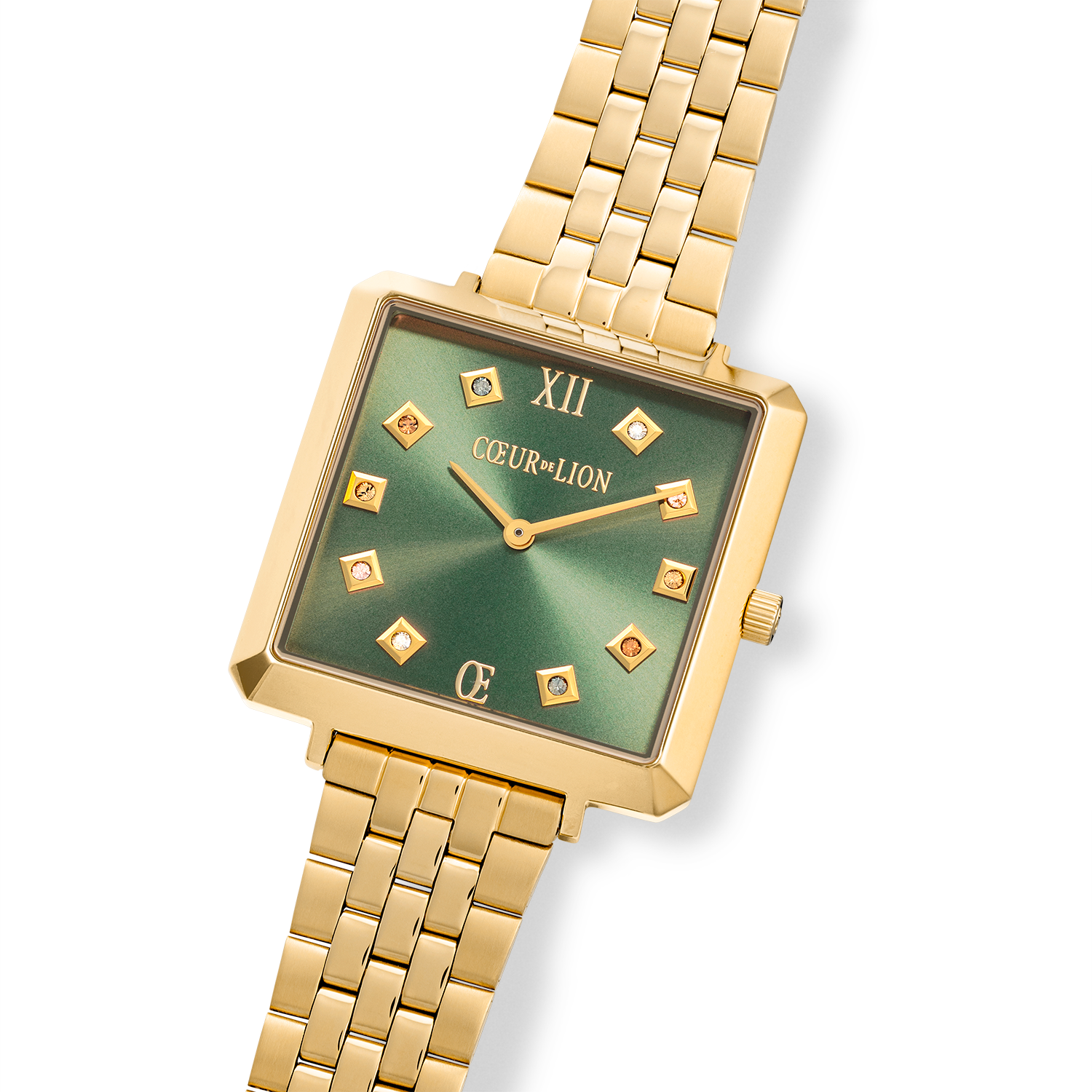 Watch Iconic Square Glamorous Green Stainless Steel Gold