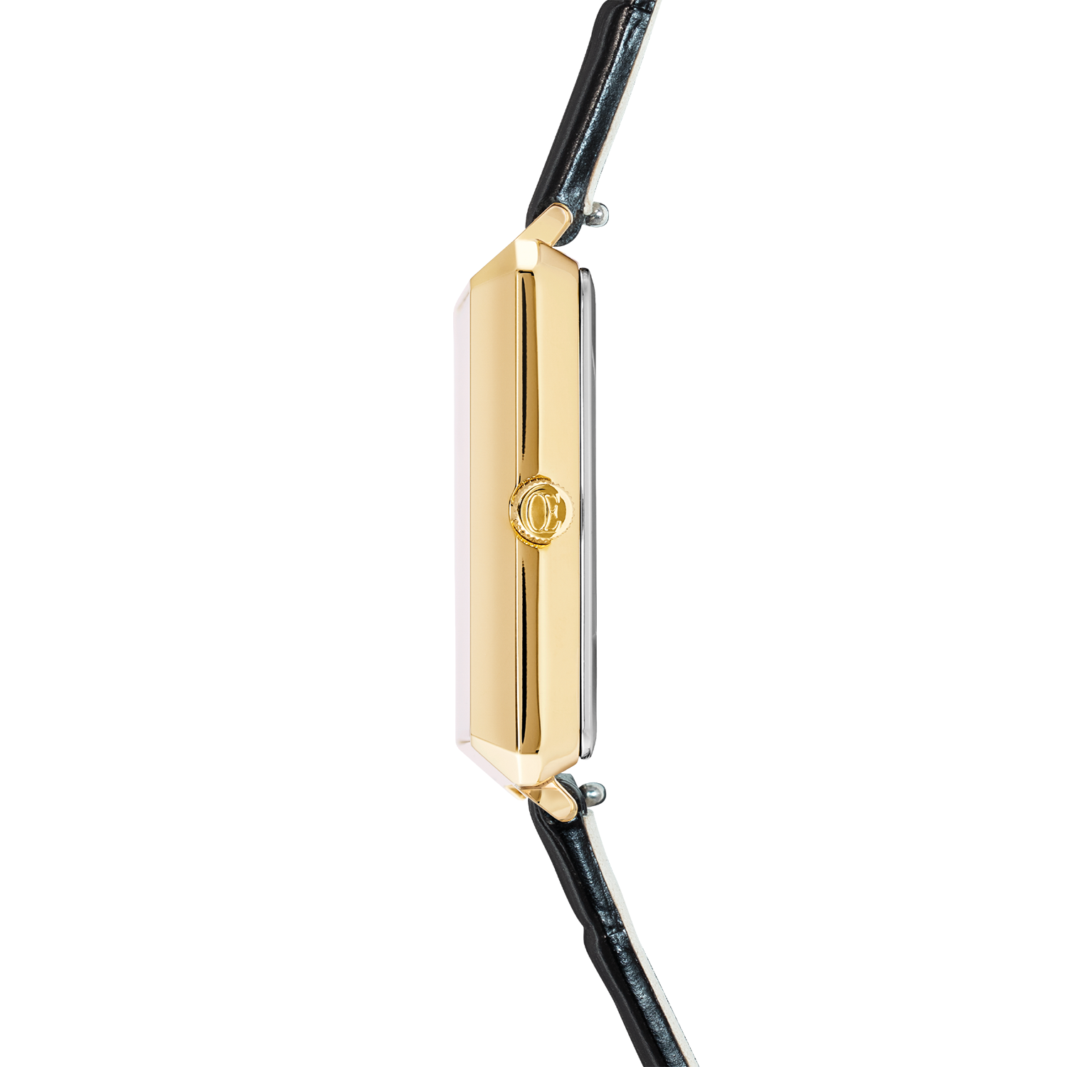 Watch Iconic Cube Spikes Gold Bracelet Leather Black