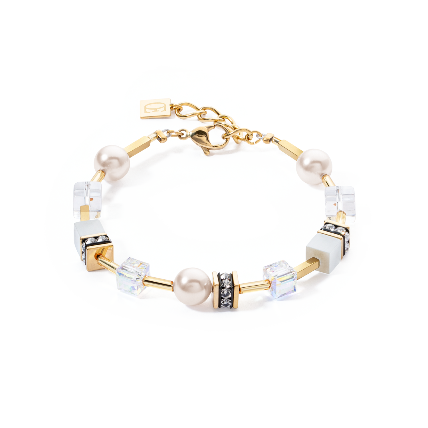 GeoCUBE® Iconic Pearl Mix bracelet gold-white