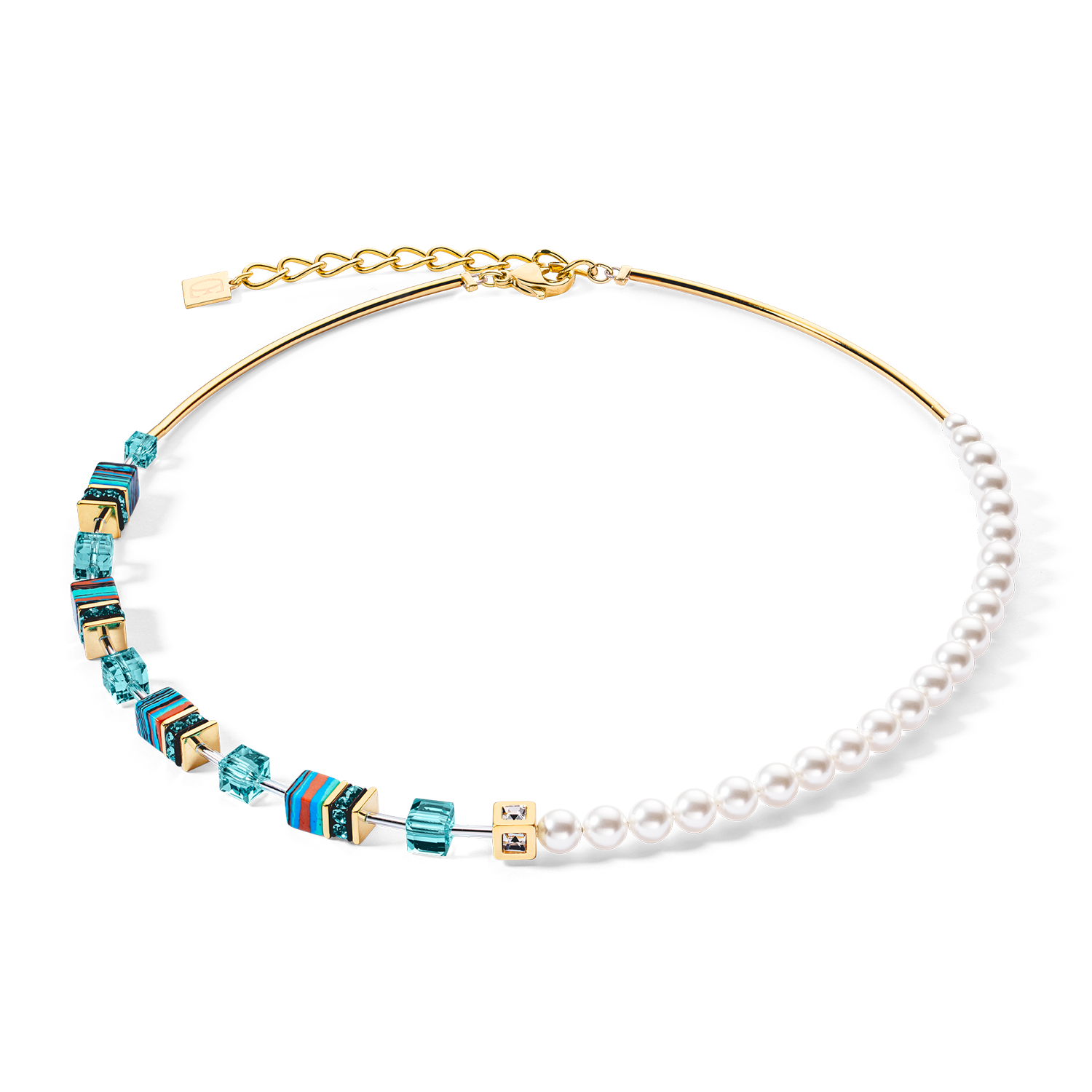 GeoCUBE® Fusion Chain necklace silver blue – COEUR DE LION (Europe)