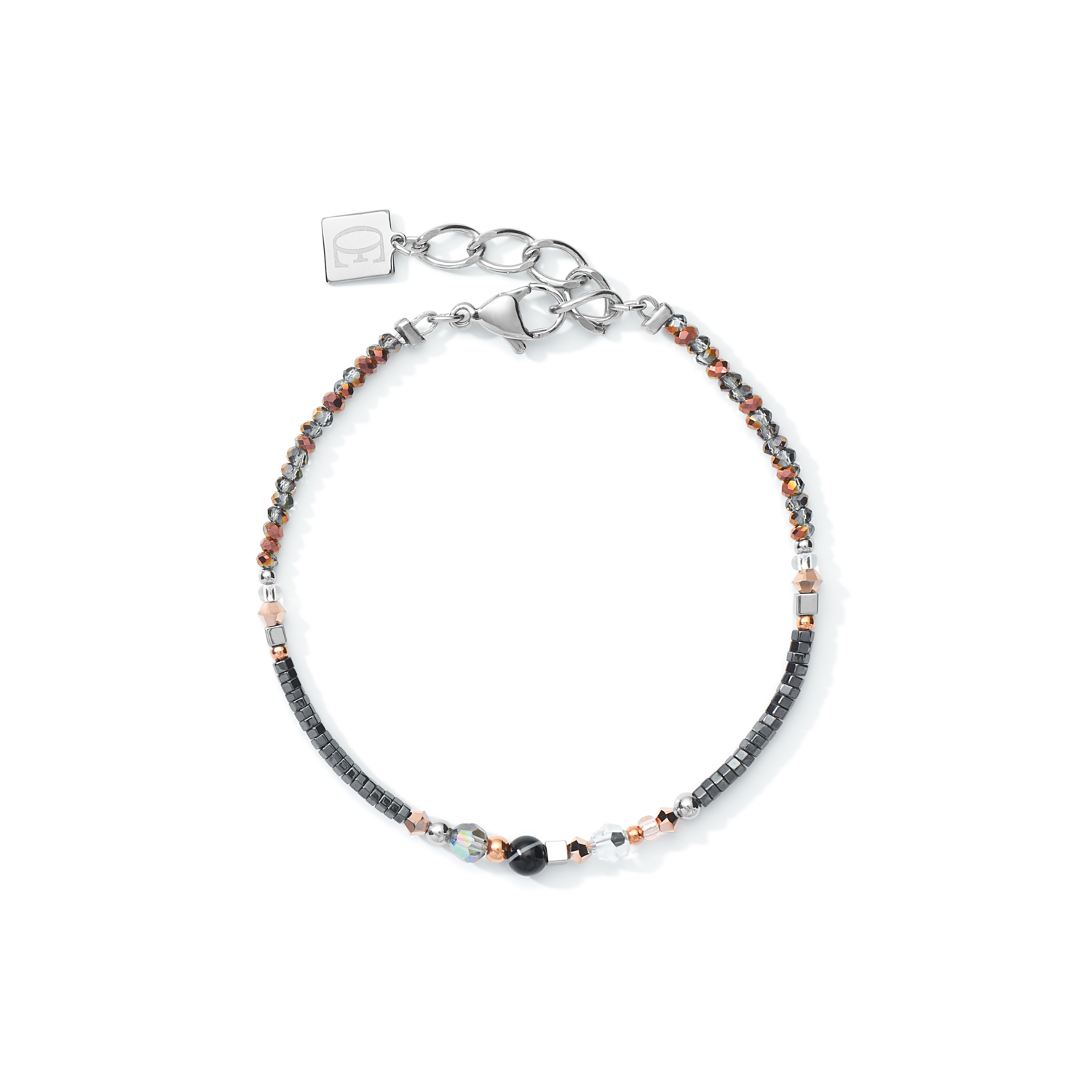 Bracelet Amulet small Crystals  & striped  onyx grey-crystal