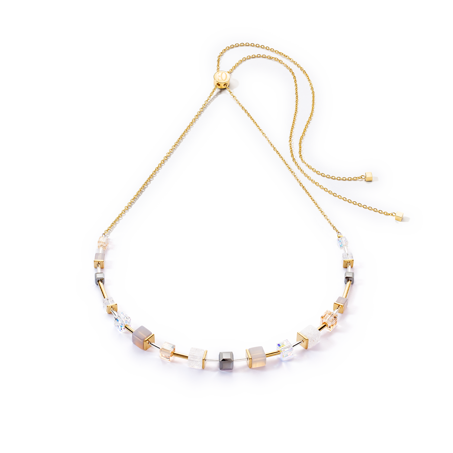 GeoCUBE® Precious Slider Closure necklace gold grey