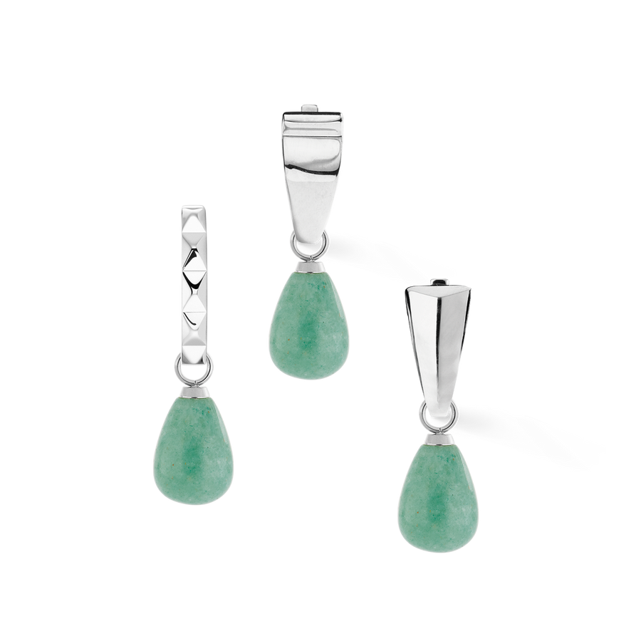 EAR ME UP Charm Drops Silver-Green