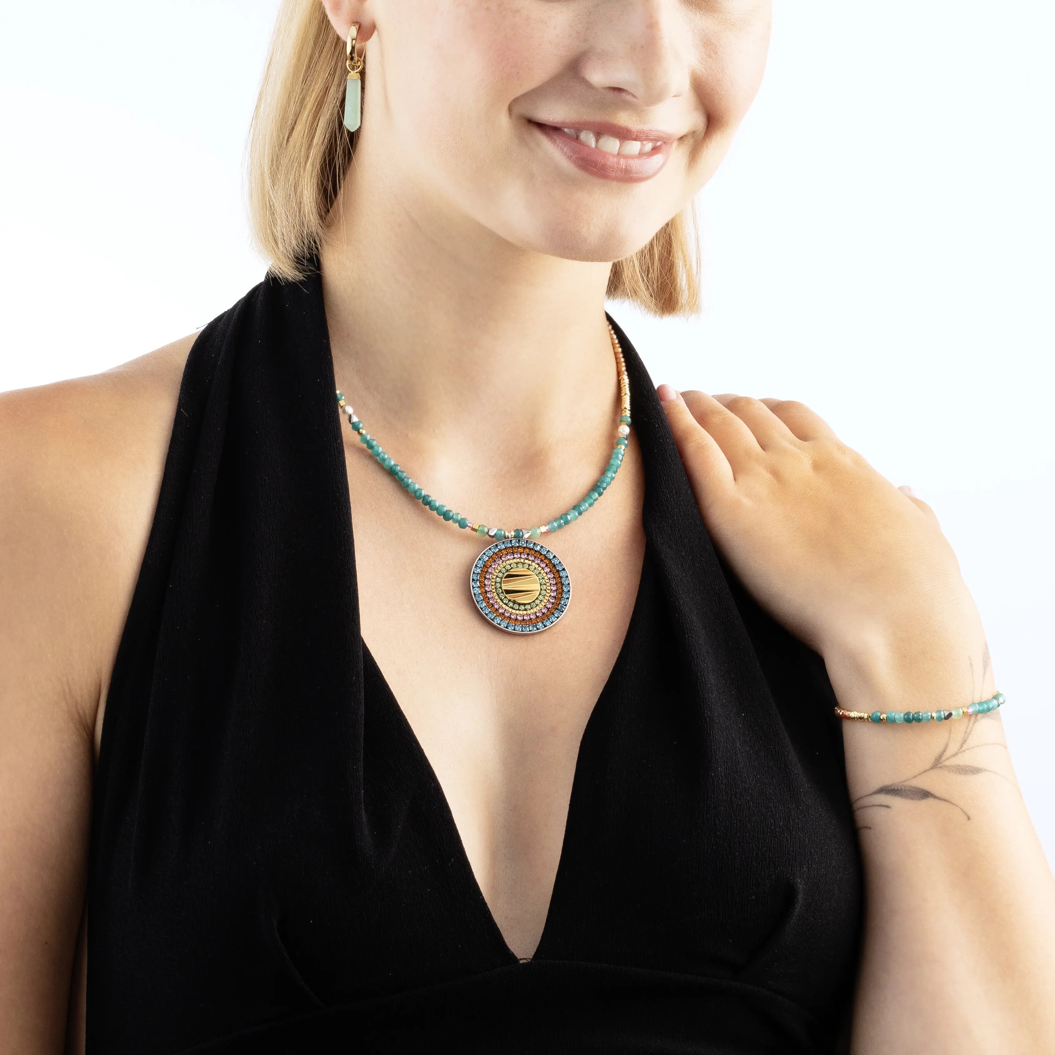 EAR ME UP Charm Obelisk Gold-Green