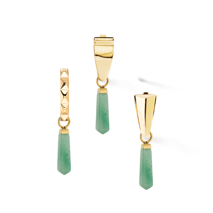 EAR ME UP Charm Obelisk Gold-Green