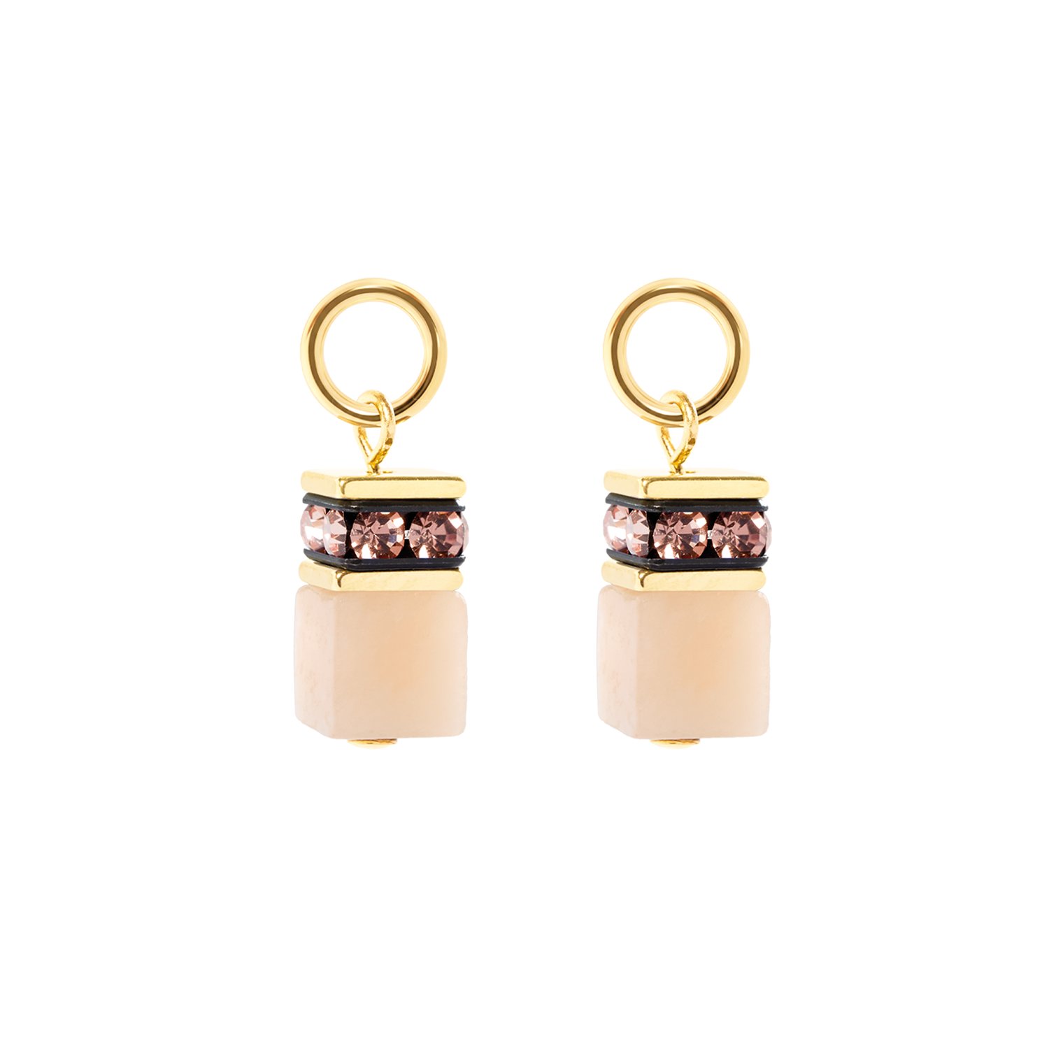 EAR ME UP Charm GeoCUBE® gold-apricot