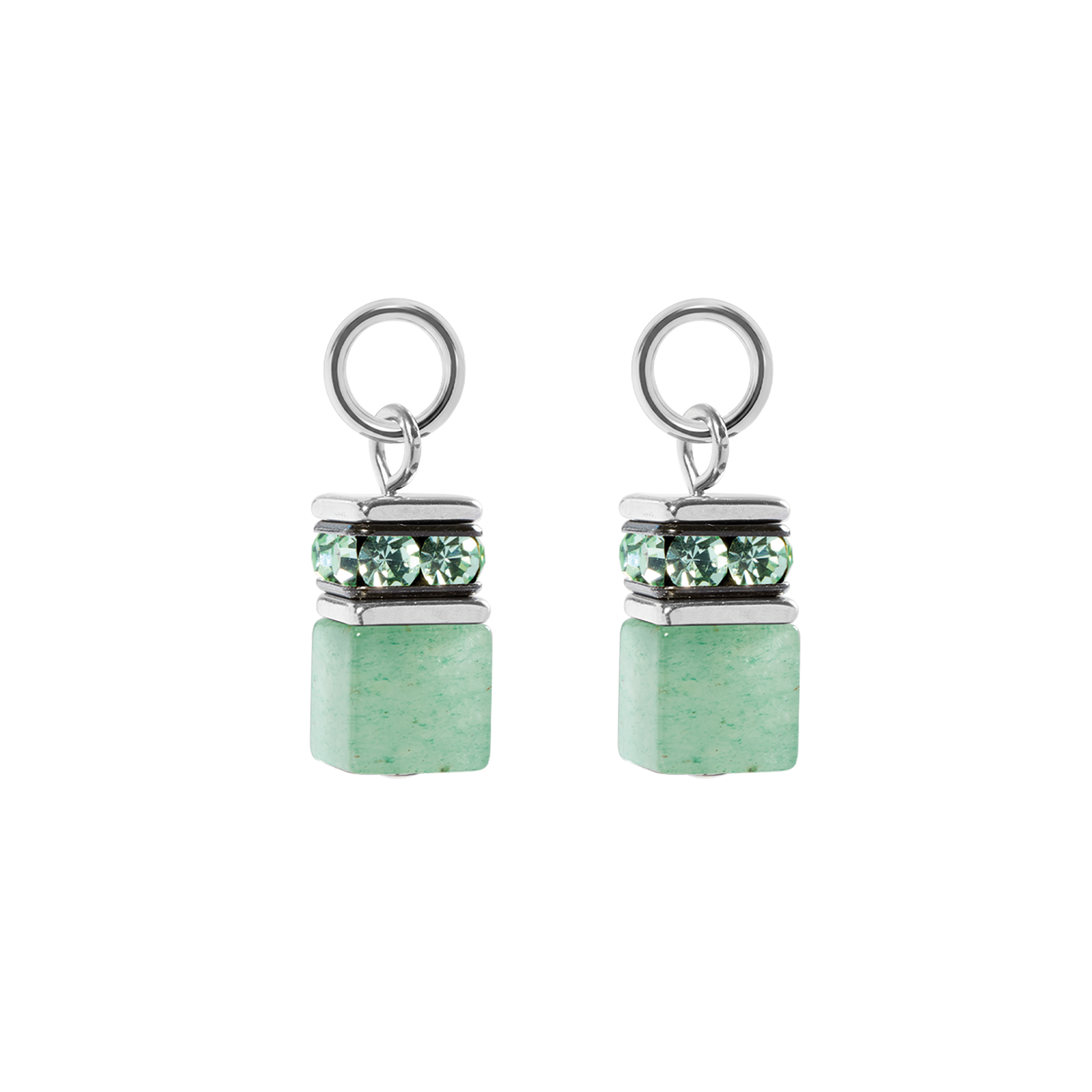 EAR ME UP Charm GeoCUBE® silver-light green