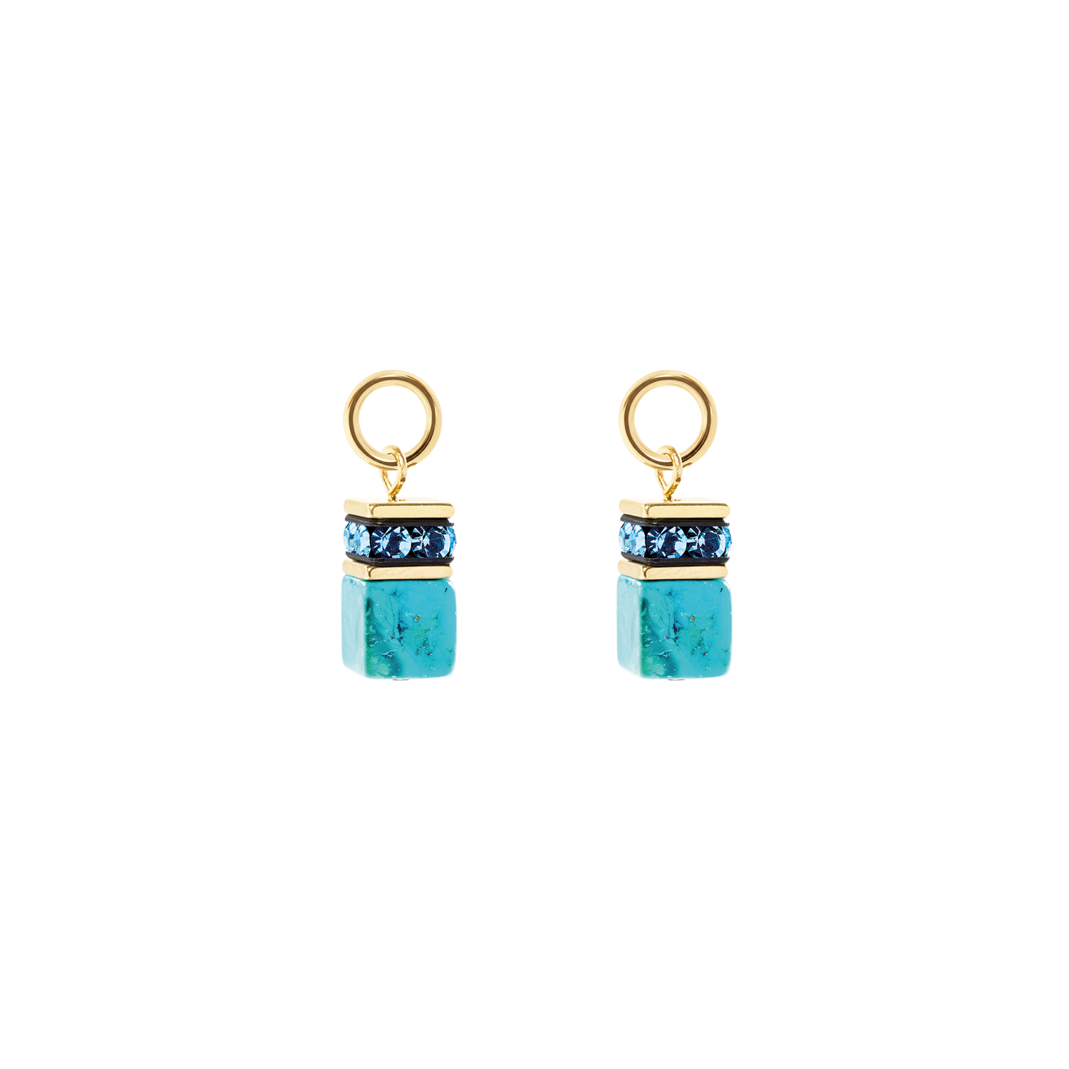 EAR ME UP Charm GeoCUBE® gold-turquoise
