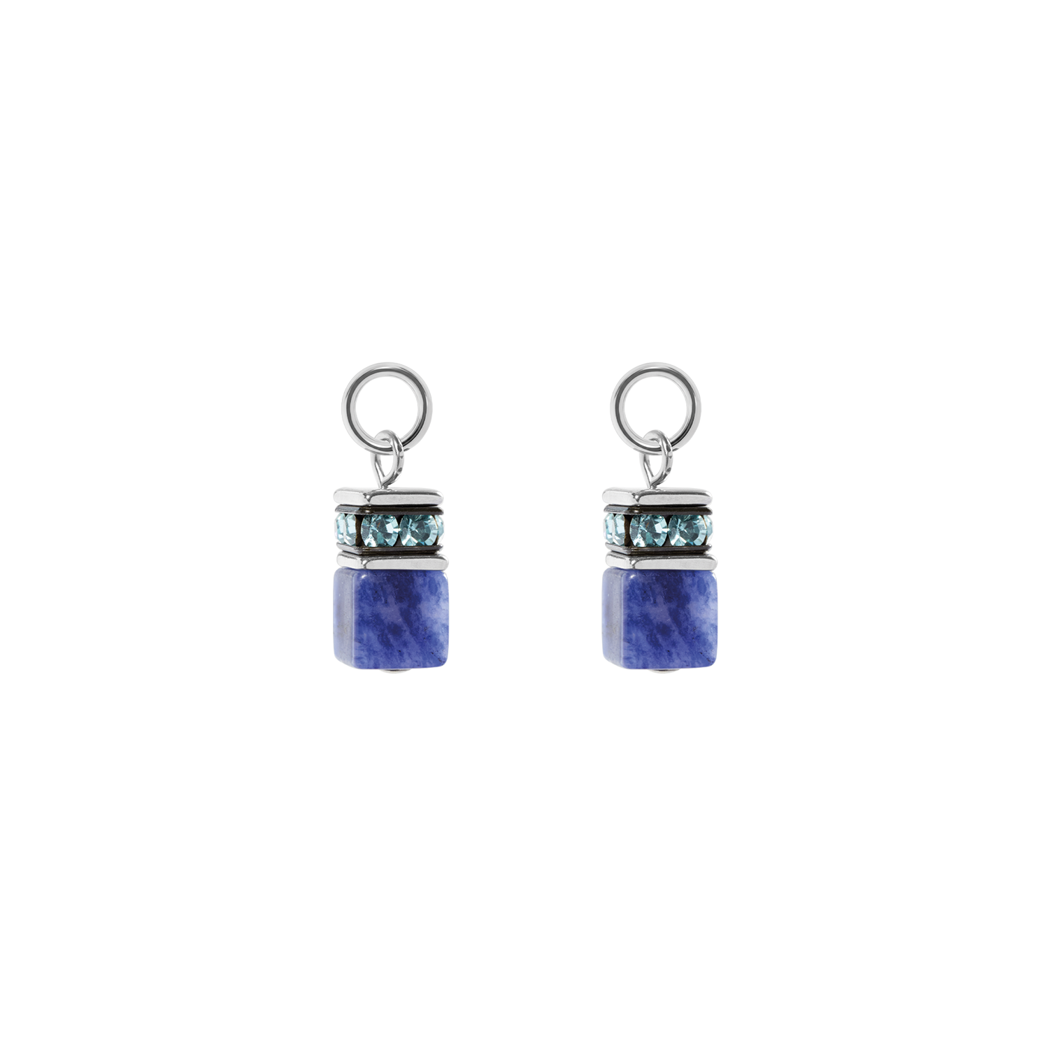EAR ME UP Charm GeoCUBE® silver-blue