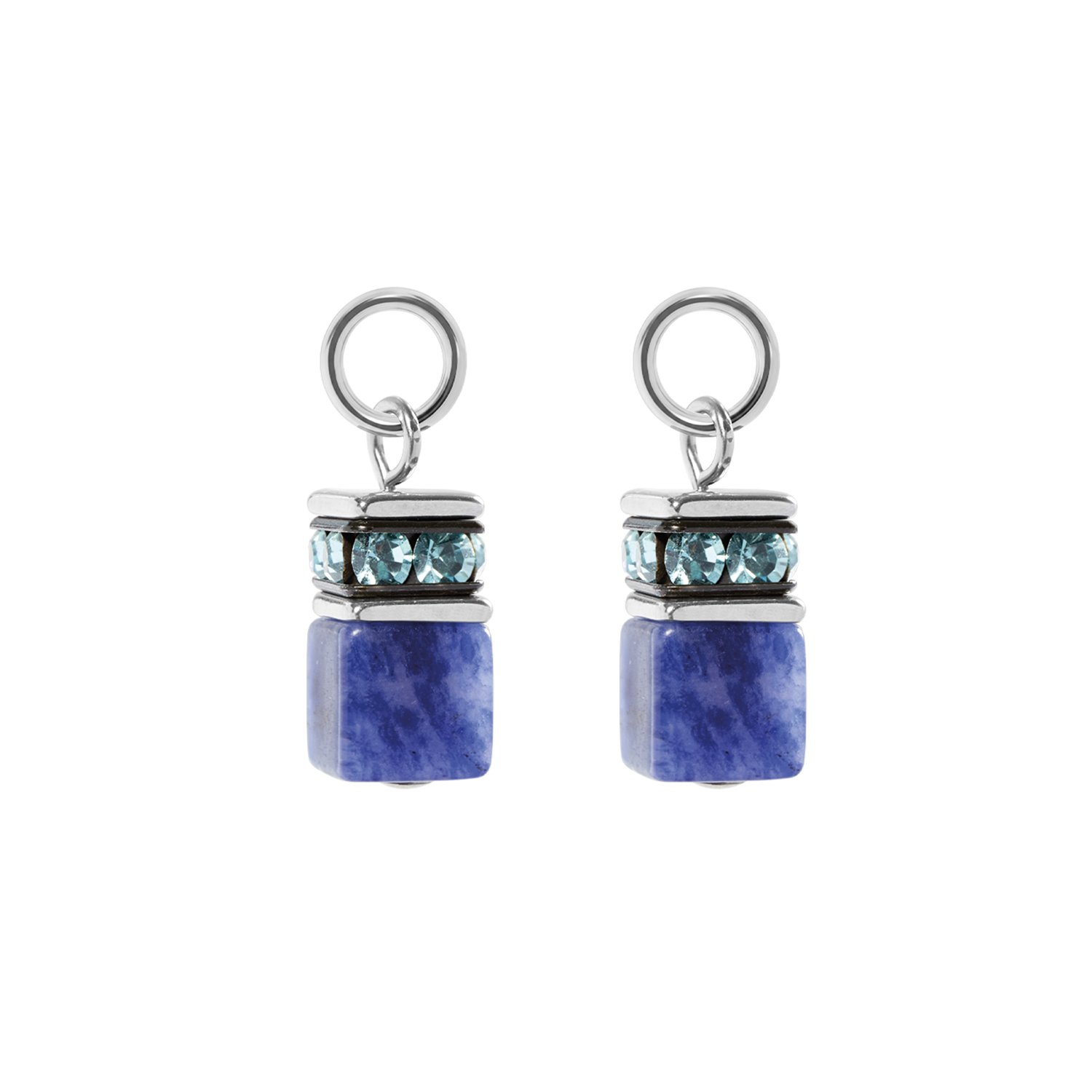 EAR ME UP Charm GeoCUBE® silver-blue
