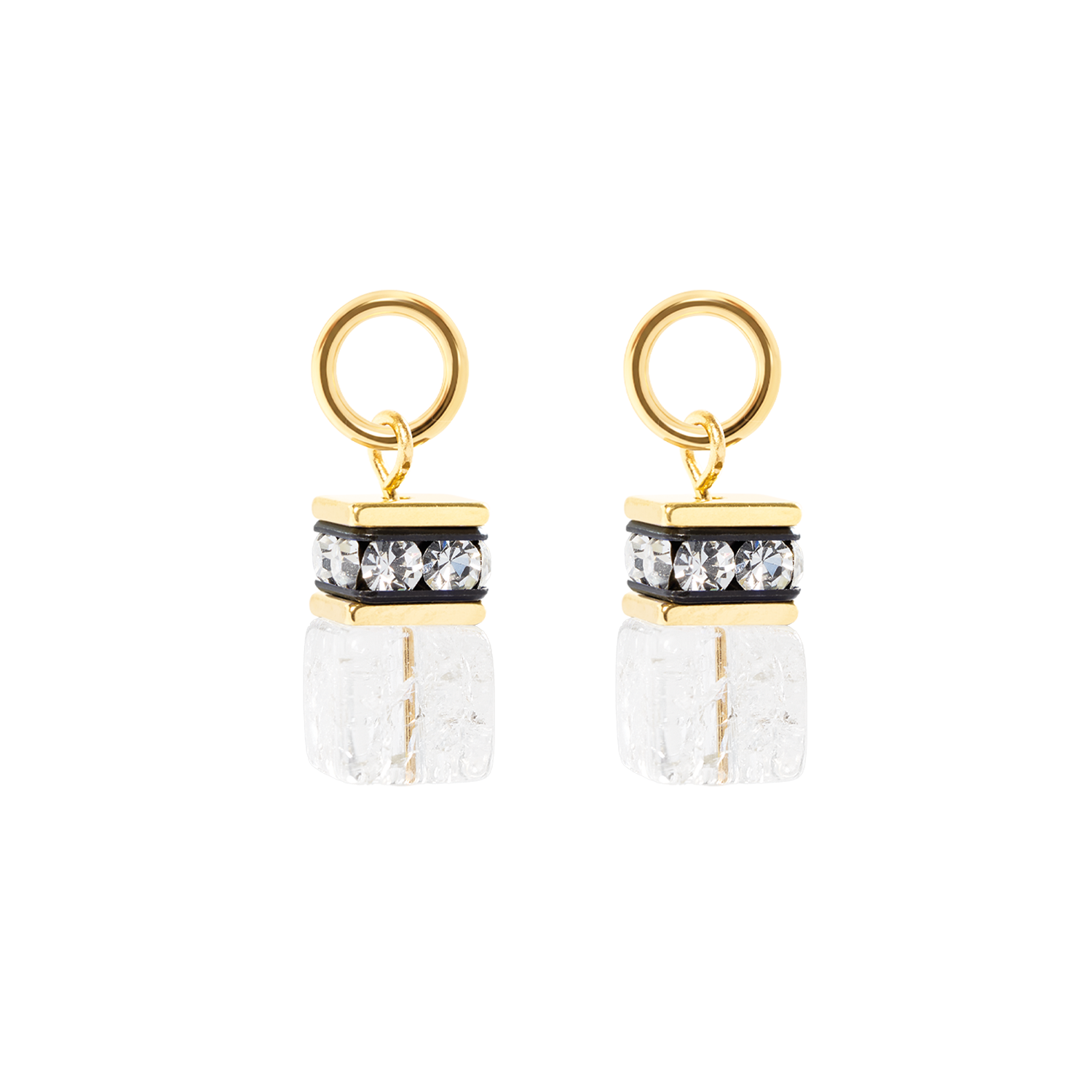 EAR ME UP Charm GeoCUBE® gold-crystal
