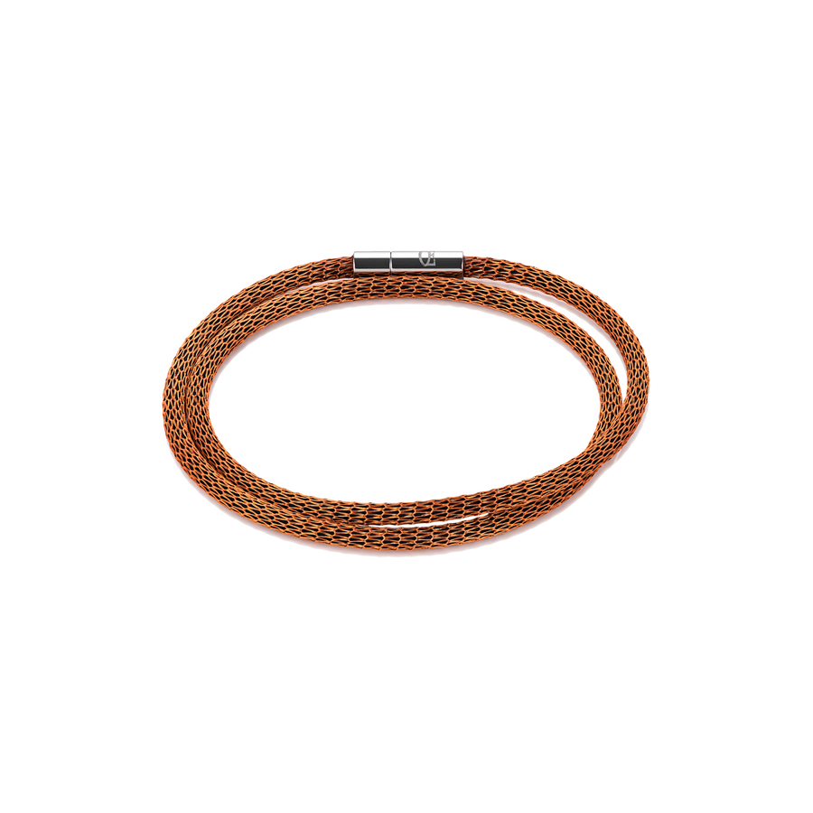 Bracelet mesh silver-coated and enamelled orange