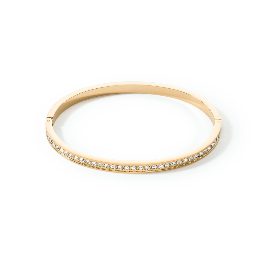 Bangle stainless steel & crystals slim gold crystal 19