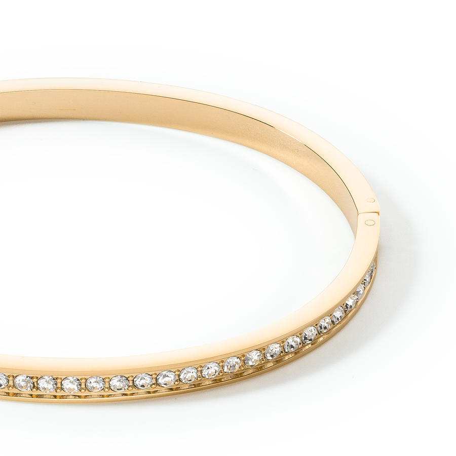 Bangle stainless steel & crystals slim gold crystal 19