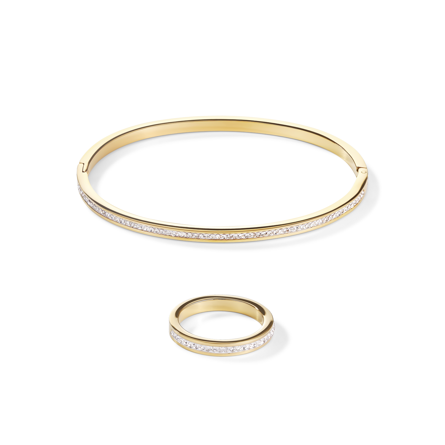 Ring stainless steel gold & crystals pavé crystal