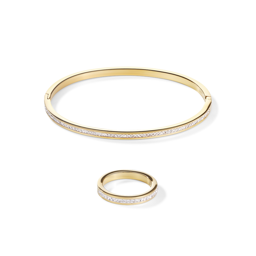 Ring stainless steel gold & crystals pavé crystal