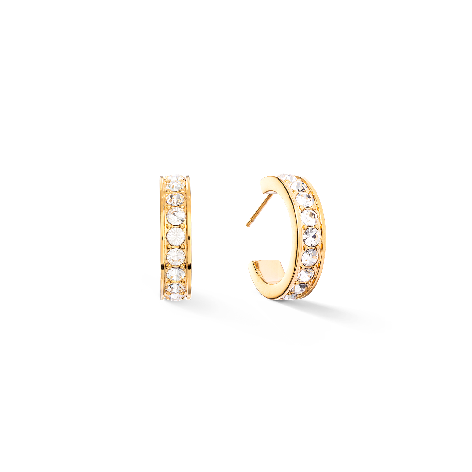 Earrings creole 20 stainless steel & crystals gold crystal