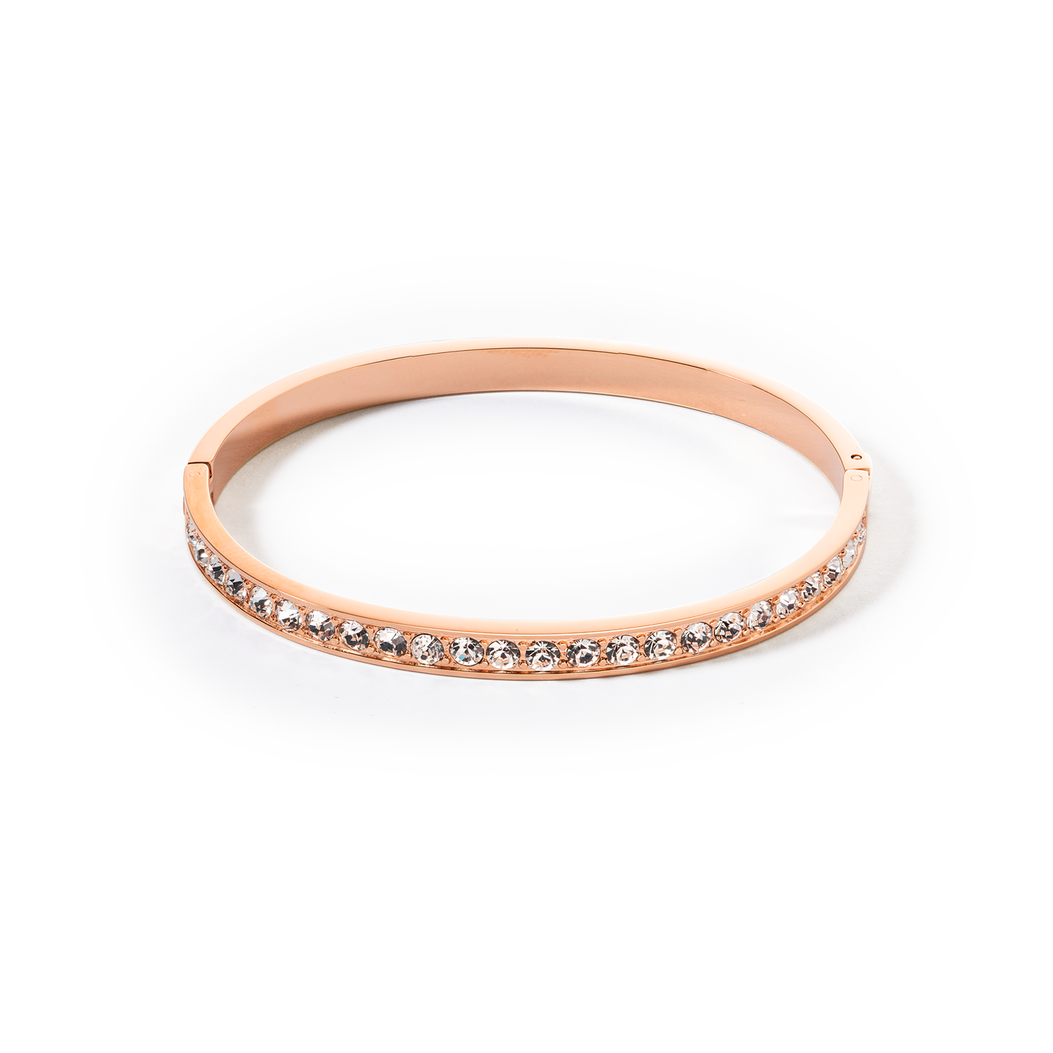 Bangle stainless steel & crystals rose gold crystal (size 17 cm)