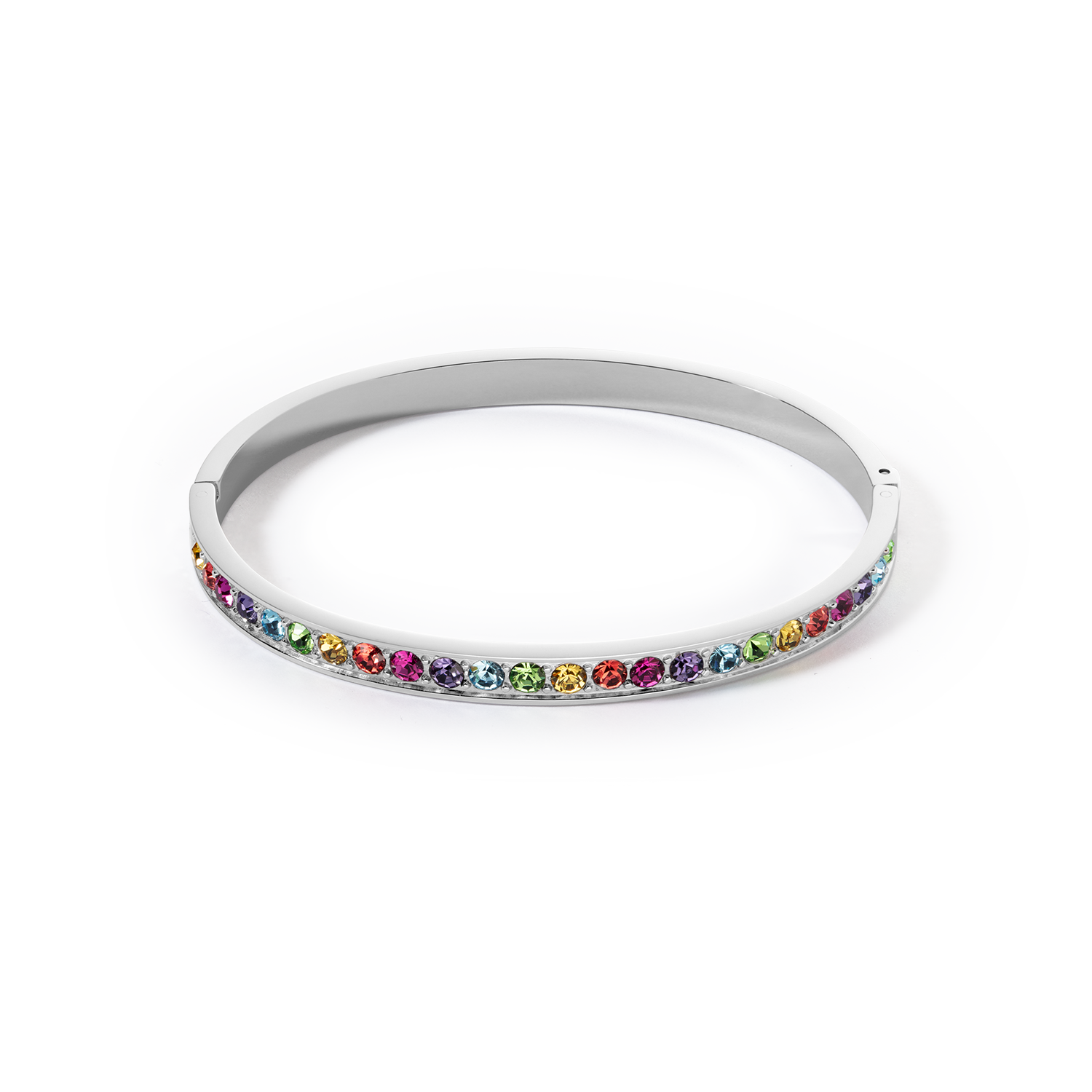 Bangle stainless steel & crystals silver multicolor (size 19 cm)