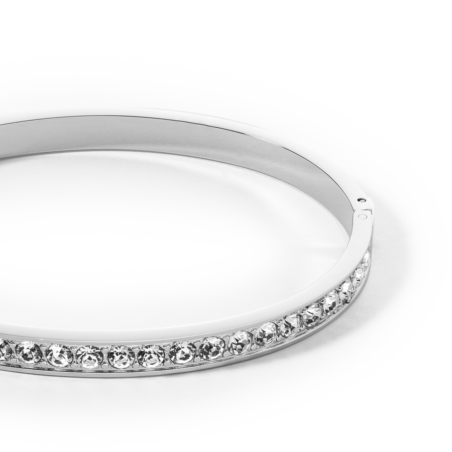 Bangle stainless steel & crystals silver crystal (size 19 cm)