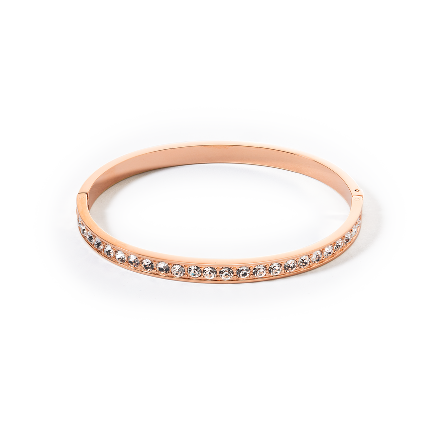 Bangle stainless steel & crystals rose gold crystal (size 19 cm)