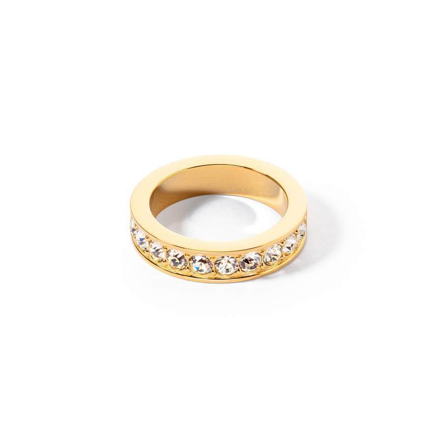 Ring stainless steel & crystals gold crystal