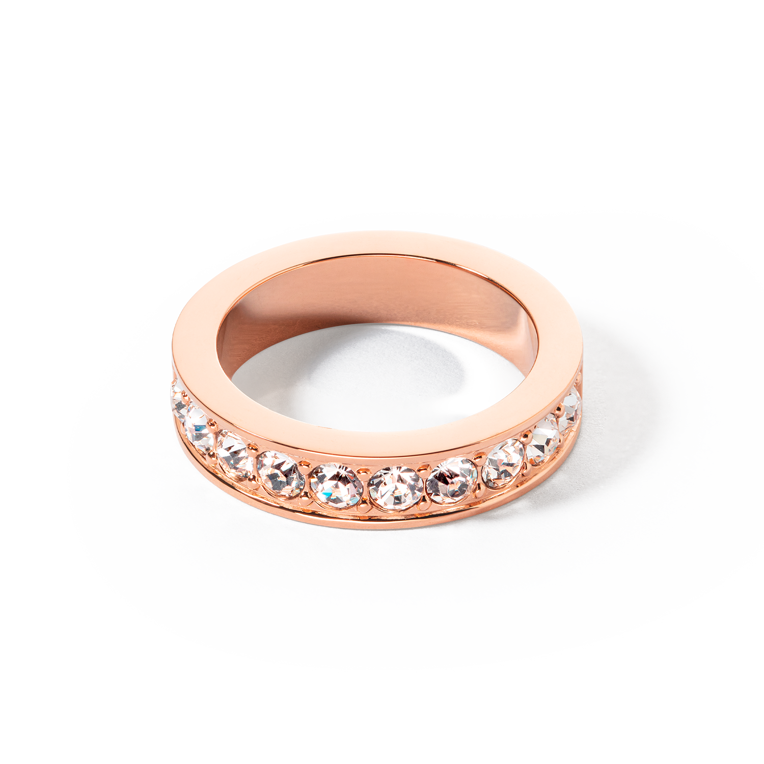 Ring stainless steel & crystals rose gold crystal
