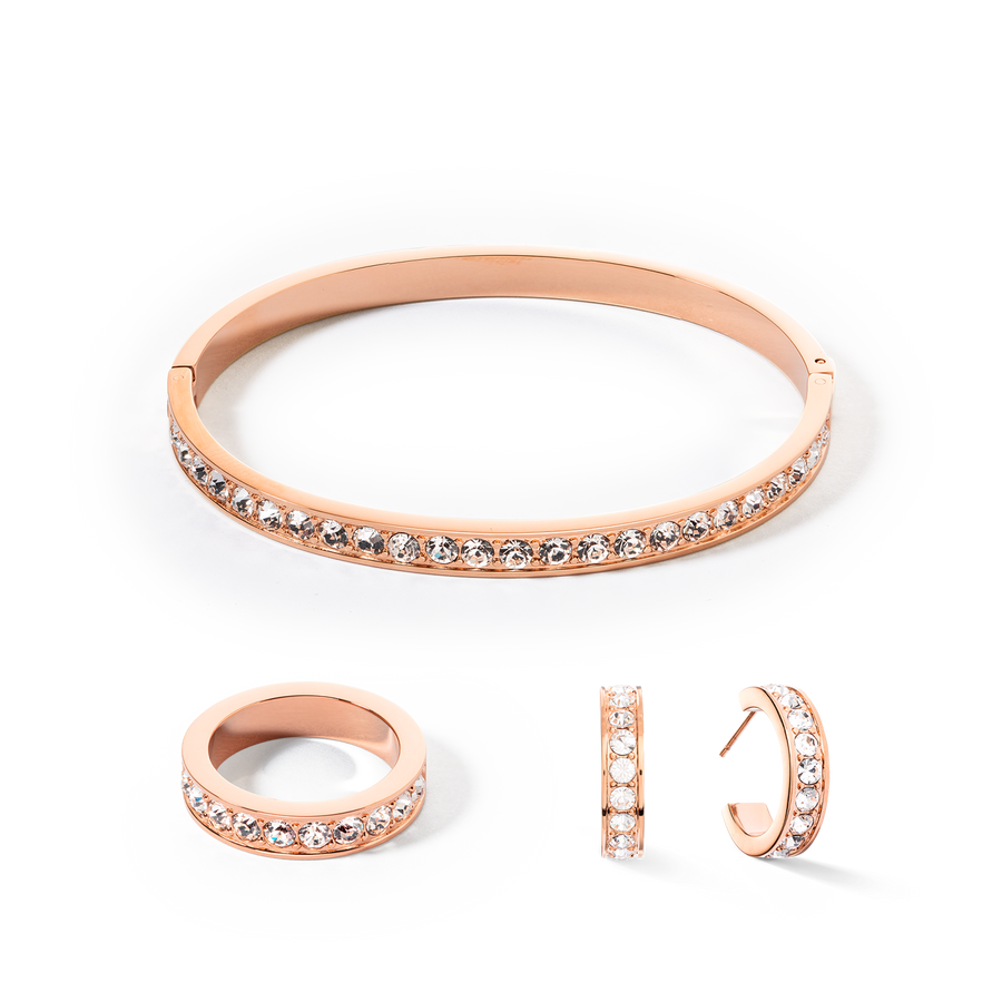Ring stainless steel & crystals rose gold crystal